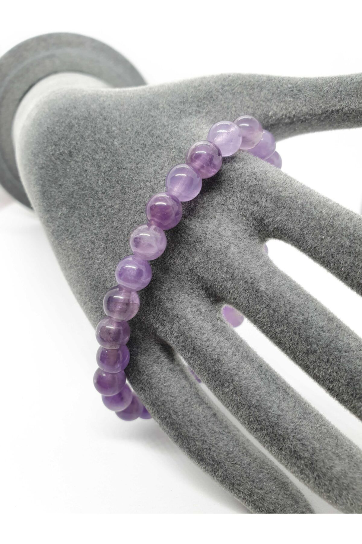 Sertifikalı Doğal Ametist Taşı Bileklik Özel 7 Mm