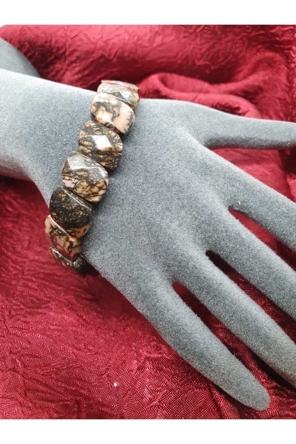 Sertifikalı Doğal Rodonit Taşı Rolex Bileklik