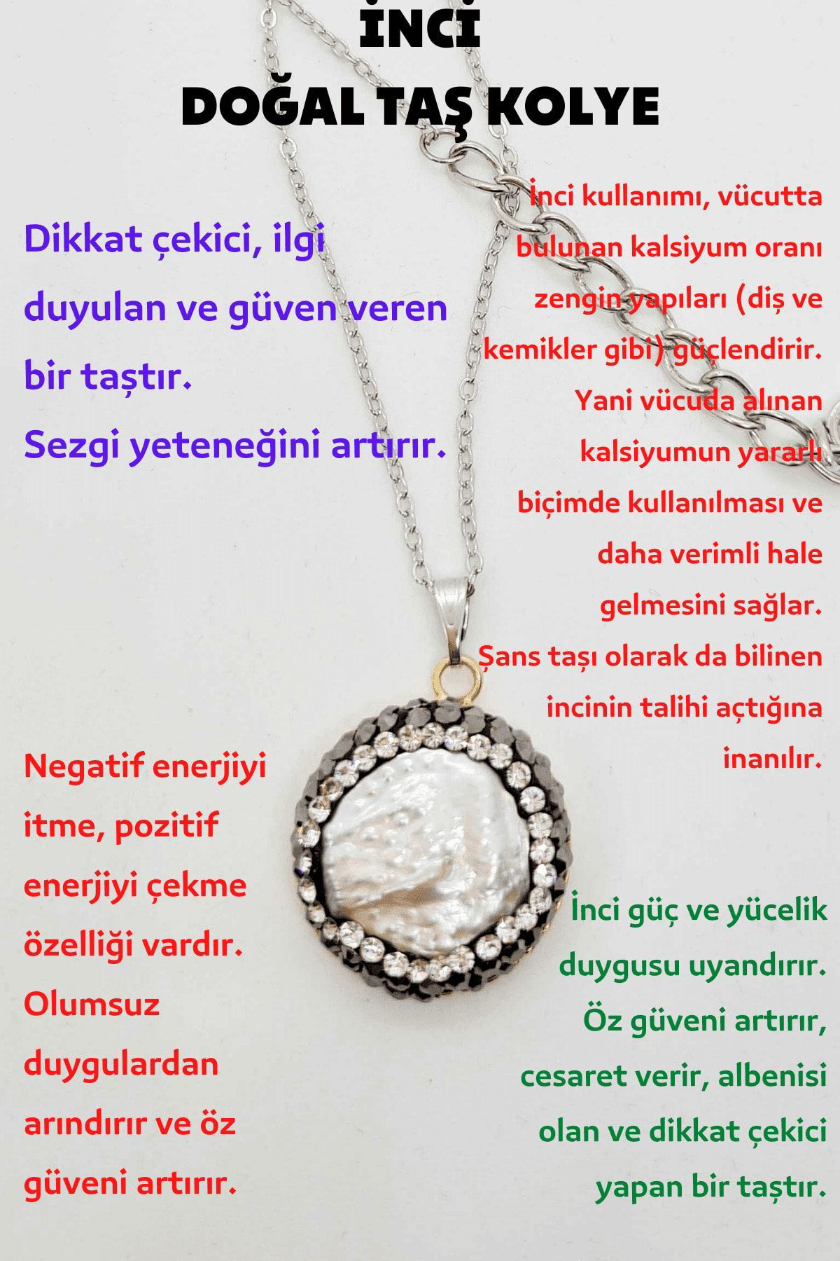 Sertifikalı Doğal Inci Kolye Zirkon Taş Işlemeli Özgüven Cesaret 