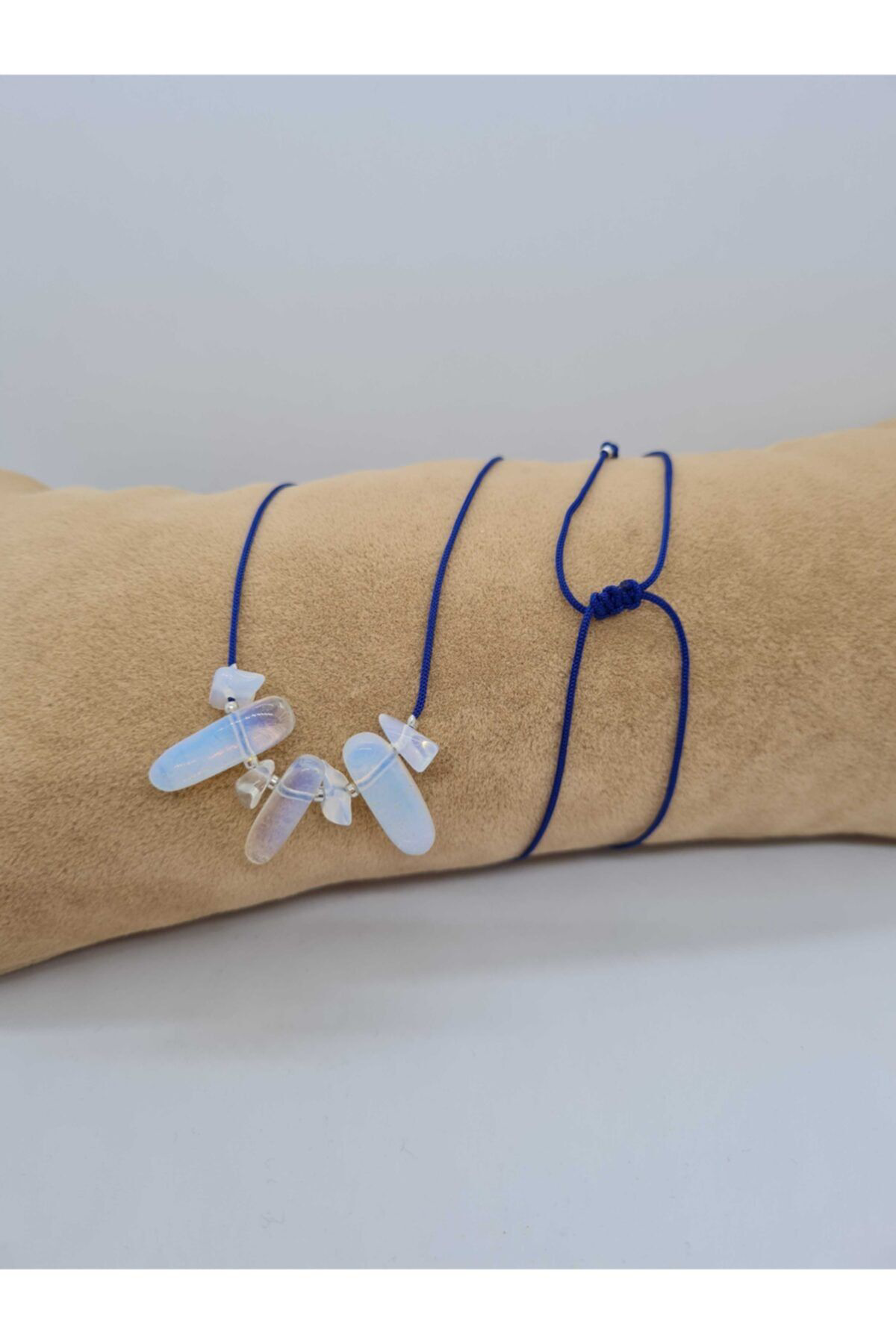 Sertifikalı Doğal Opal Taşı Tasarım Kolye Makrome Ayarlı Kilit Si