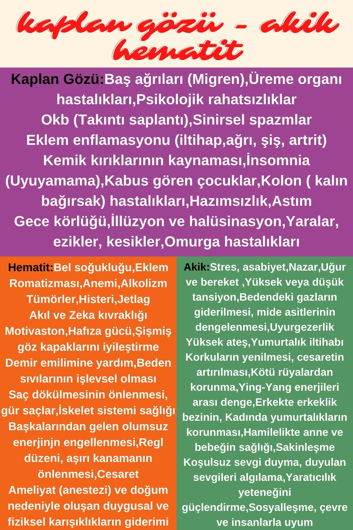 Sertifikalı Doğal Taş Kaplan Gözü Akik Hematit Taşı Tasarım Bilek