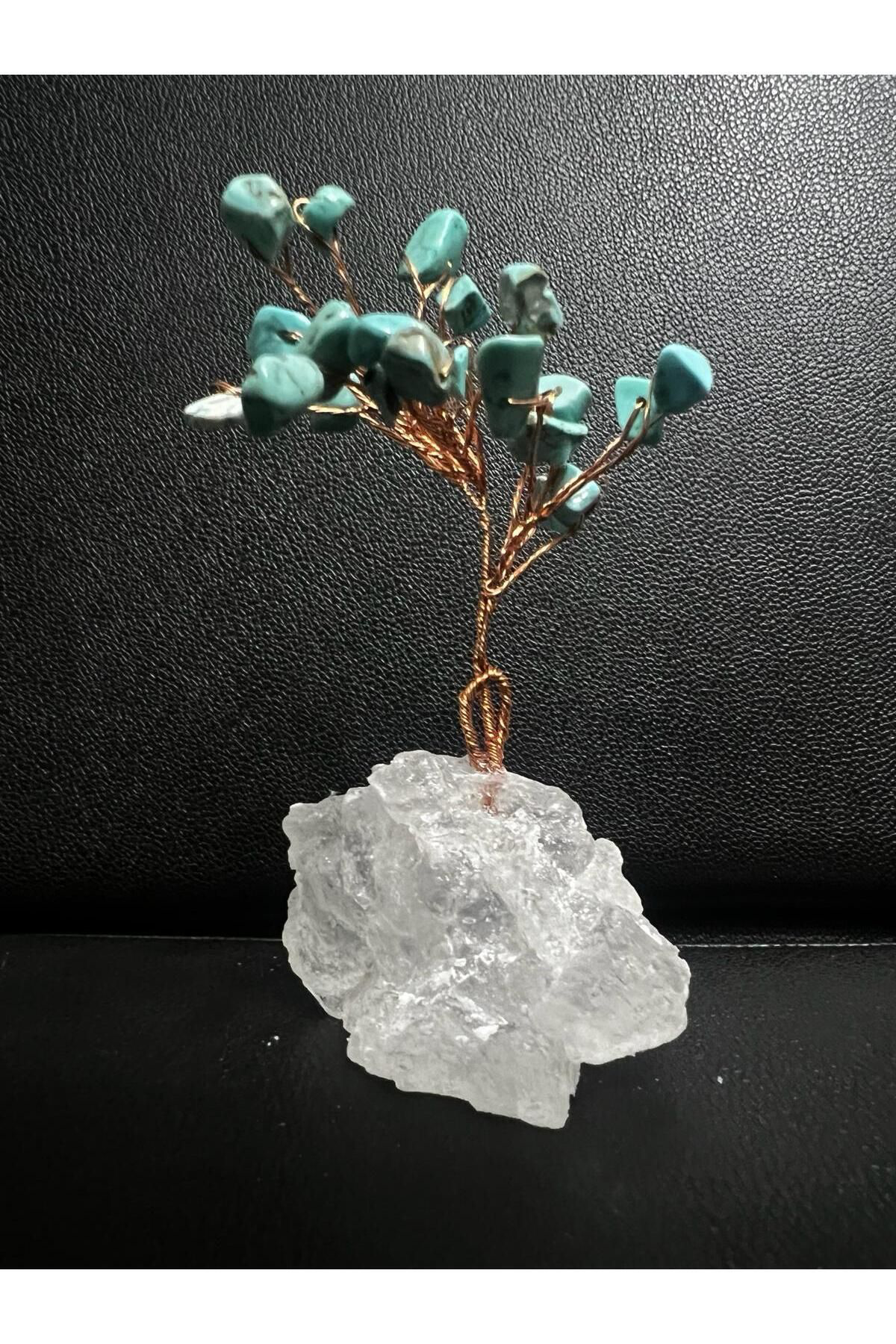 Sertifikalı Doğal Taş Turkuaz Taşı Dekoratif El Yapımı Ağaç