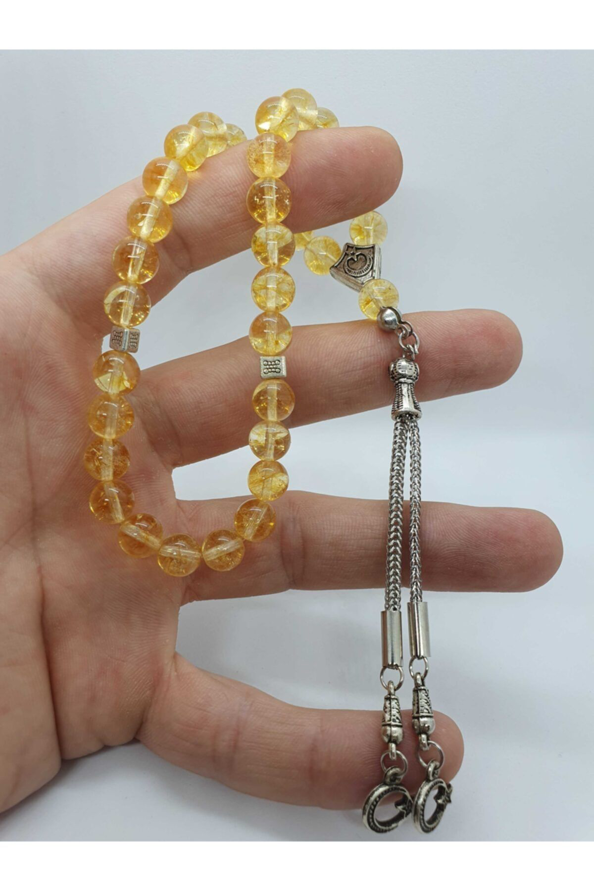 Sertifikalı Doğal Sitrin Taşı Tesbih 8mm