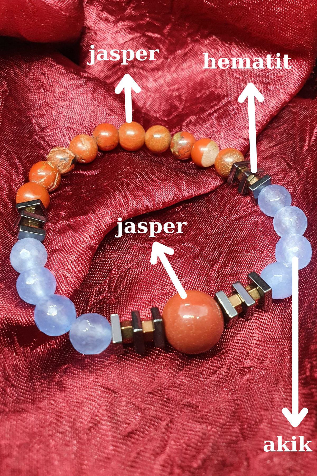 Sertifikalı Doğal Taş Jasper Hematit Akik Taşı Tasarım Bileklik Sertifikalı Doğal Taş Jasper Hematit Akik Taşı Tasarım Bileklik