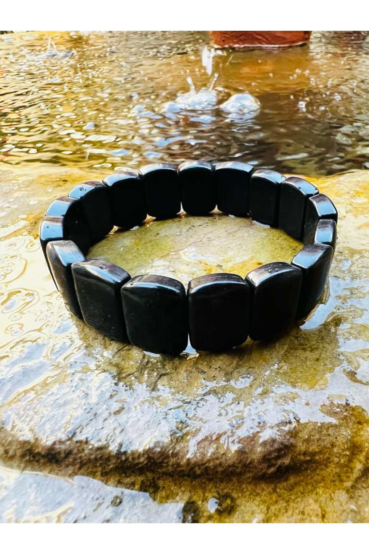 Sertifikalı Doğal Shungite Taşı Özel Kesim Rolex Bileklik Aaa Kal