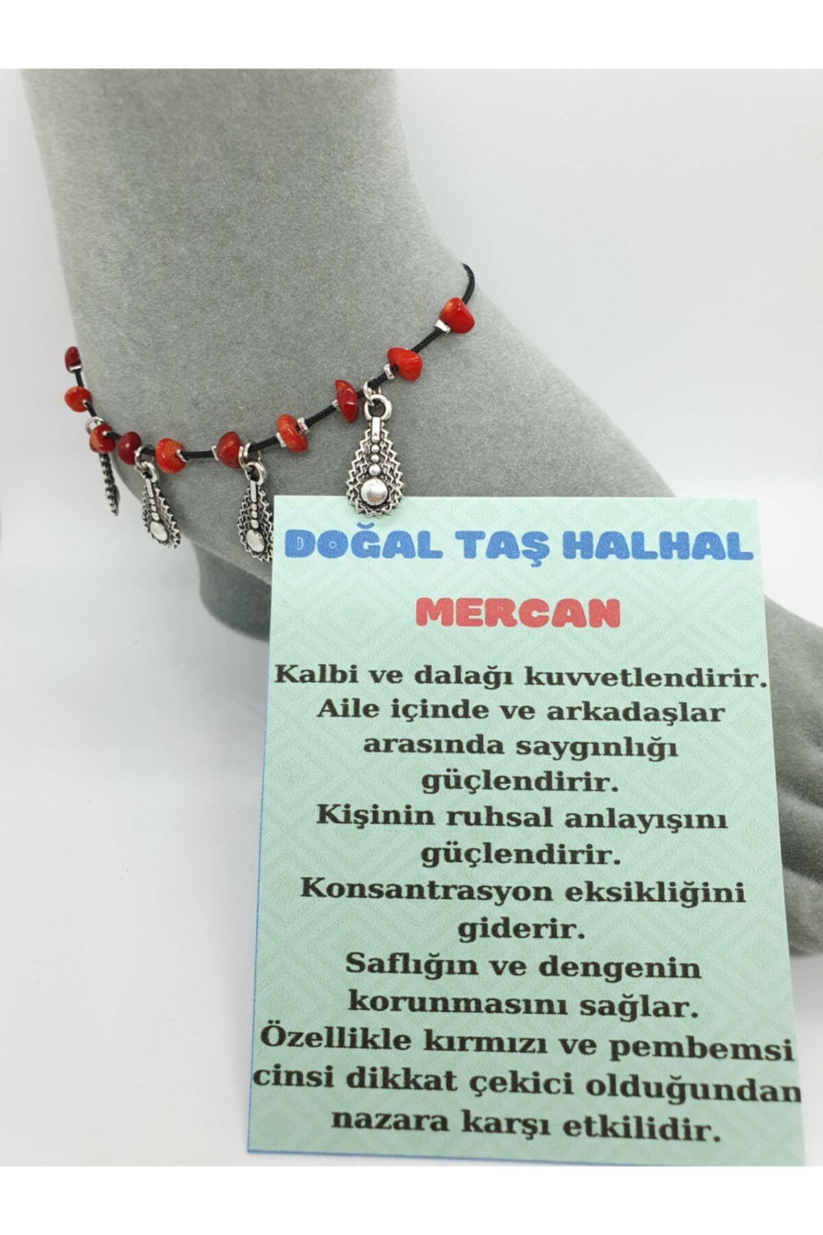 Gümüştel El Sanatlari Sertifikali Doğal Mercan Taşi Halhal