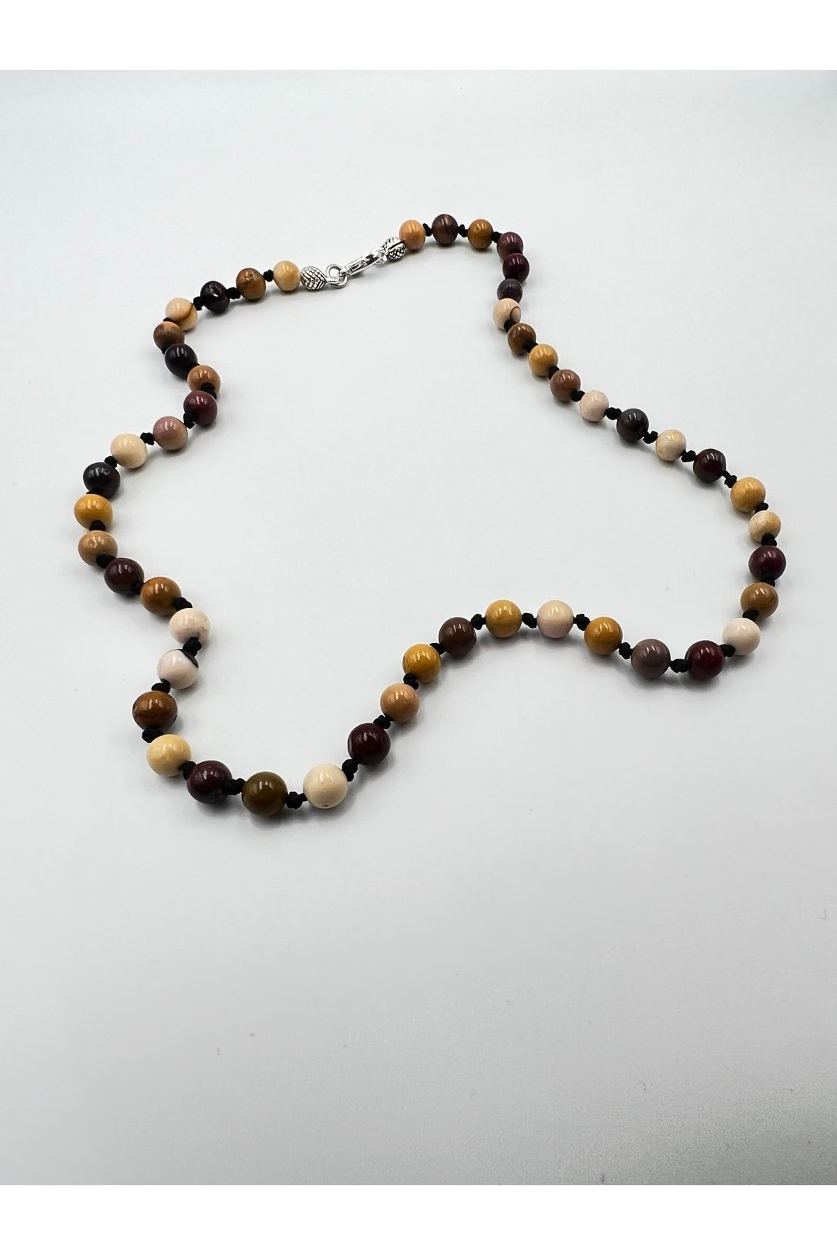 Sertifikalı Doğal Taş Mokait Jasper Taşı Kolye Aaa Kalite 6mm