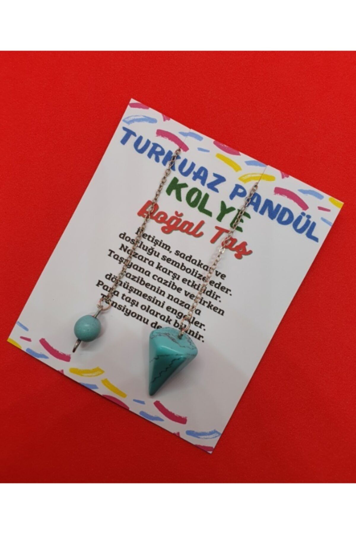 Gümüştel El Sanatlari Sertifikali Doğal Turkuaz Doğal Taş Pandül