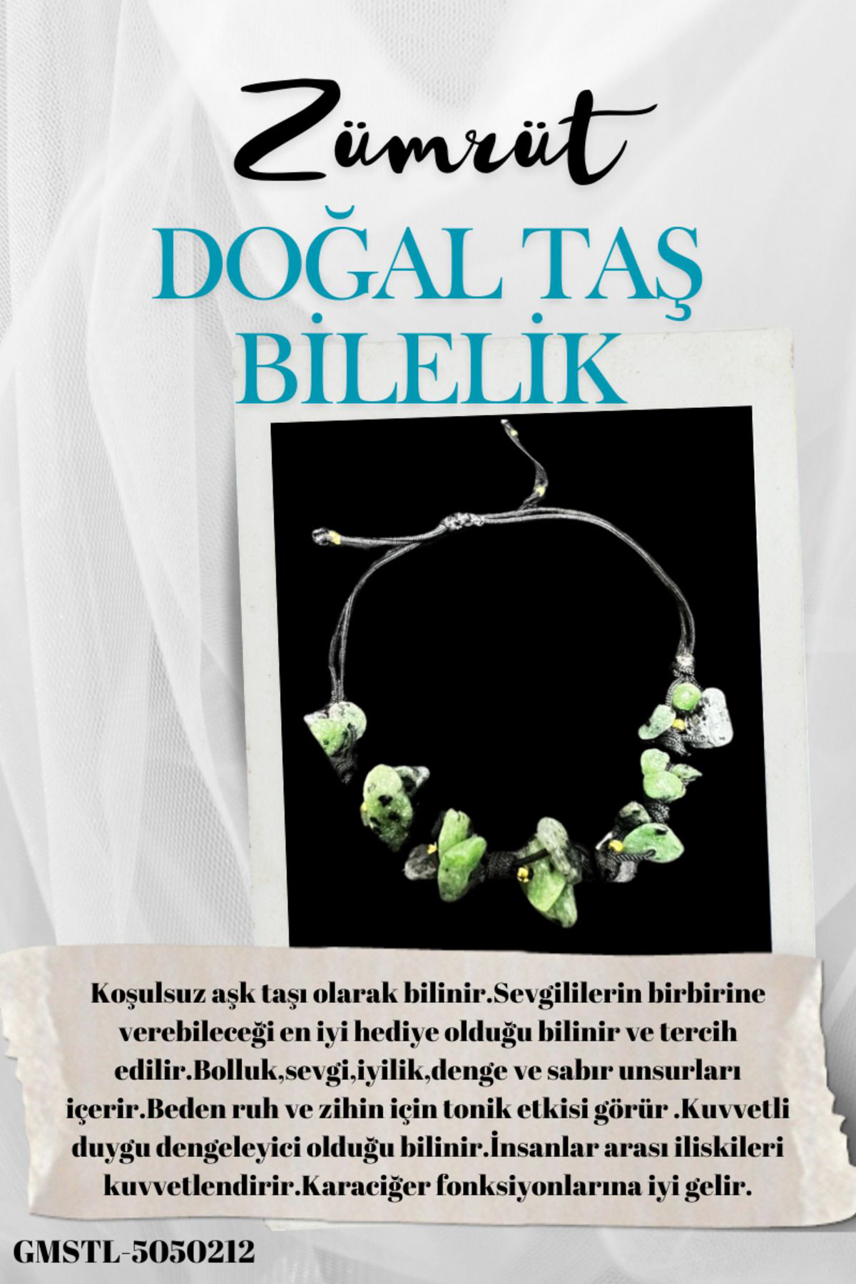 Gümüştel El Sanatlari Sertifikali Doğal Taş Zümrüt Bileklik Özel Tasarim El Yapimi Asan