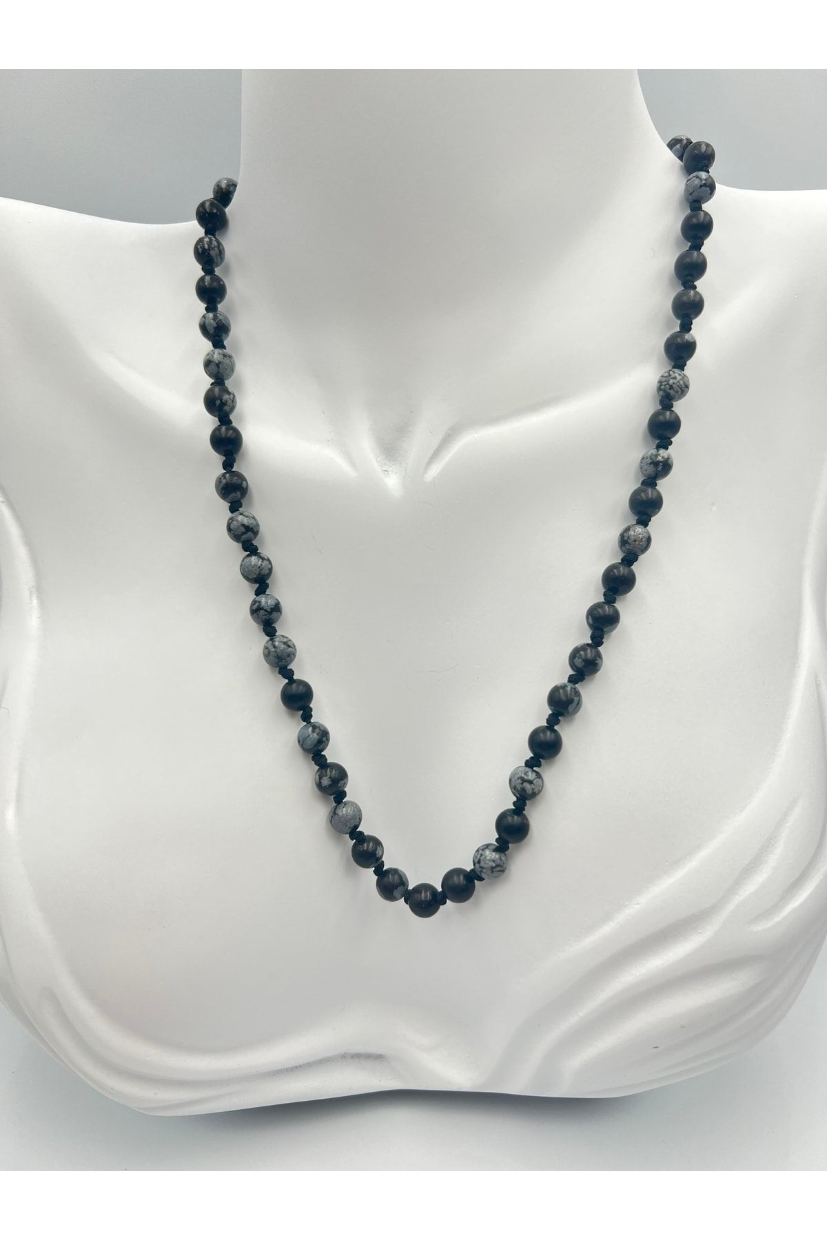 Sertifikalı Doğal Taş Obsidyen Taşı Kolye Aaa Kalite 6mm