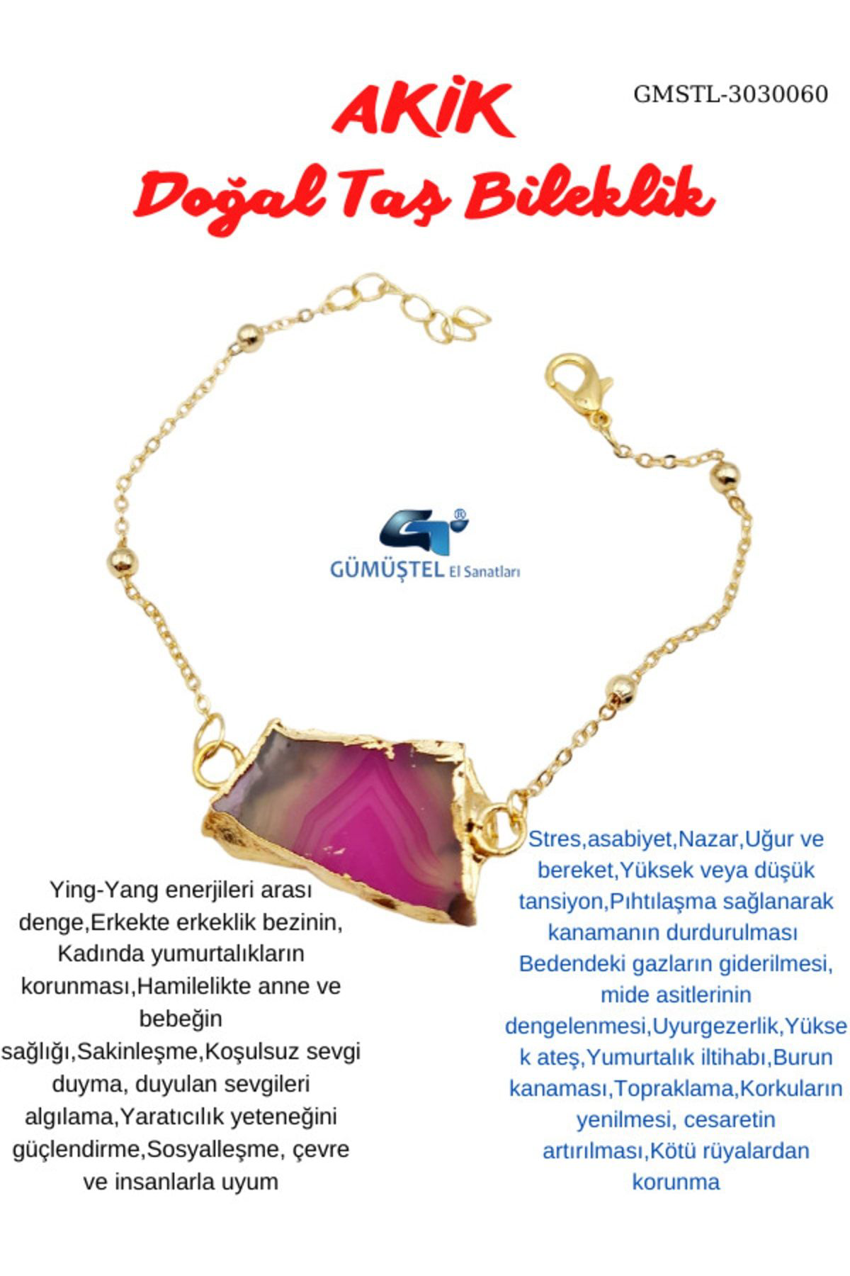 Sertifikalı Doğal Işlenmemiş Akik Taşı Bileklik Tasarım Sevgiliye