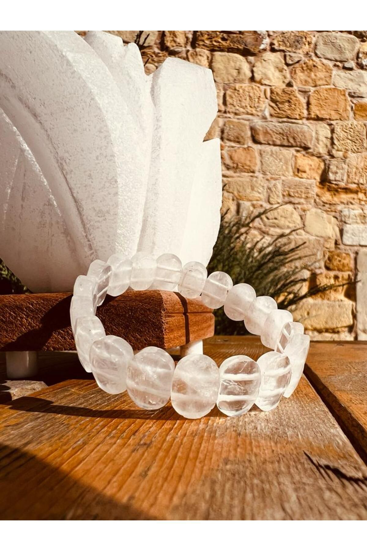 Sertifikalı Doğal Kristal Kuvars Taşı Özel Kesim . Bileklik Aaa K