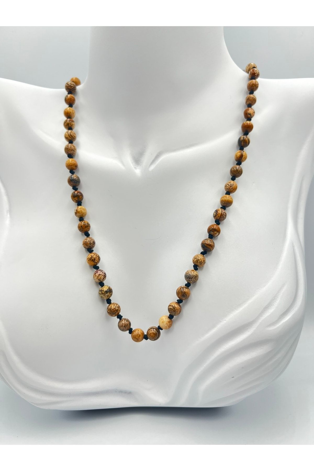 Sertifikalı Doğal Taş Jasper Taşı Kolye Aaa Kalite 6mm
