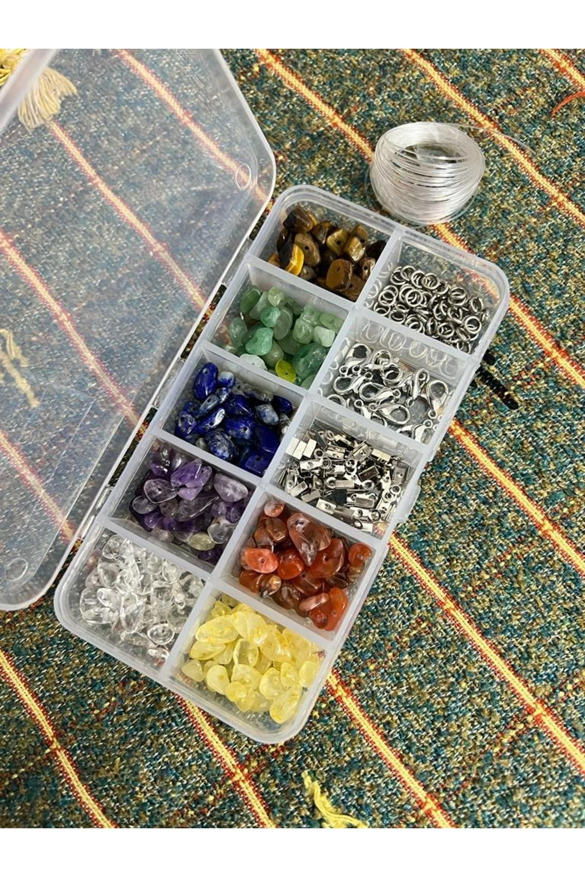 Gümüştel El Sanatlari Sertifikalı Doğal Taş 7 Çakra Takı Yapım Seti Kendi Tasarımını Ke