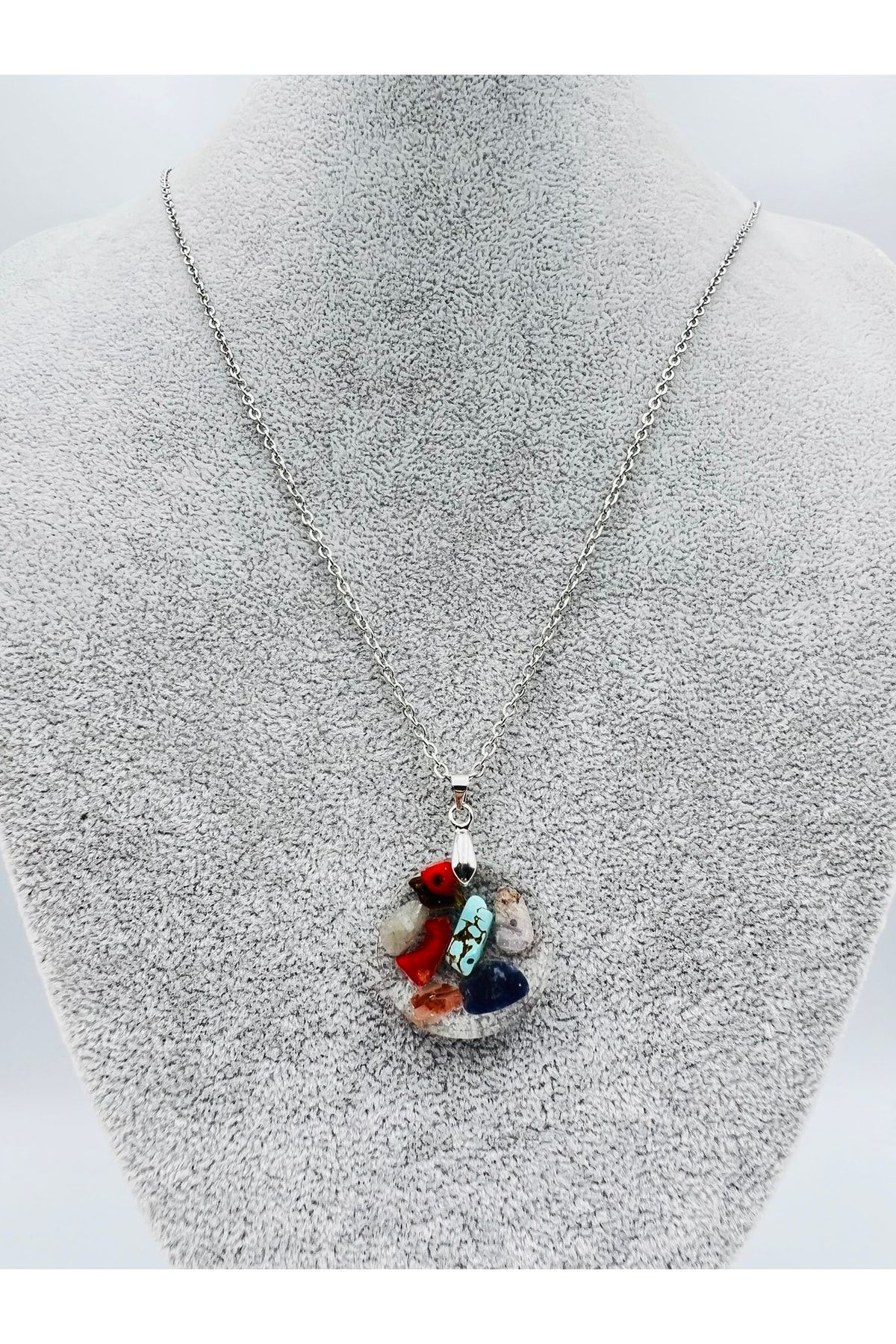 Sertifikalı Doğal Taş Epoksi Kolye