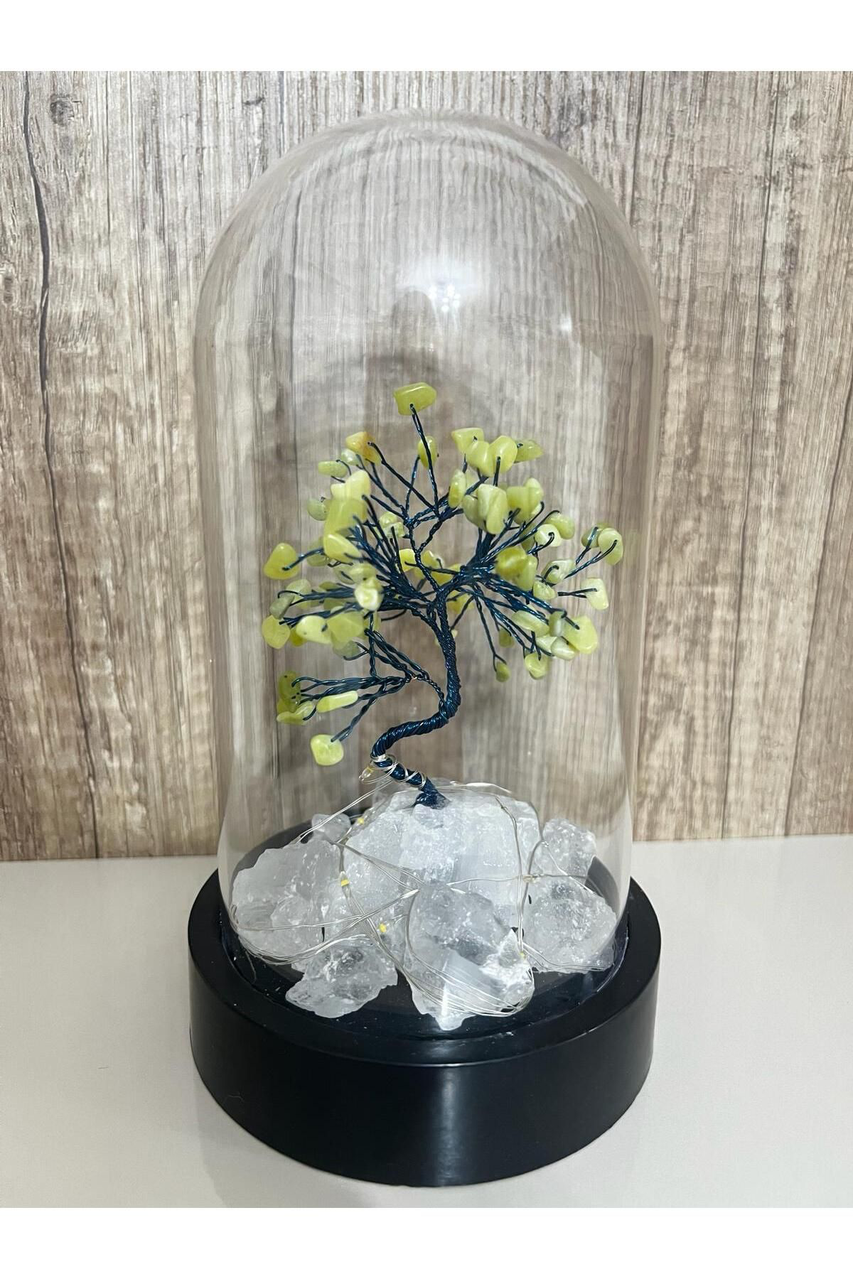 Sertifikalı Doğal Taş Peridot Tasarımlı Bakır Tel Sarma Işıklı Fa