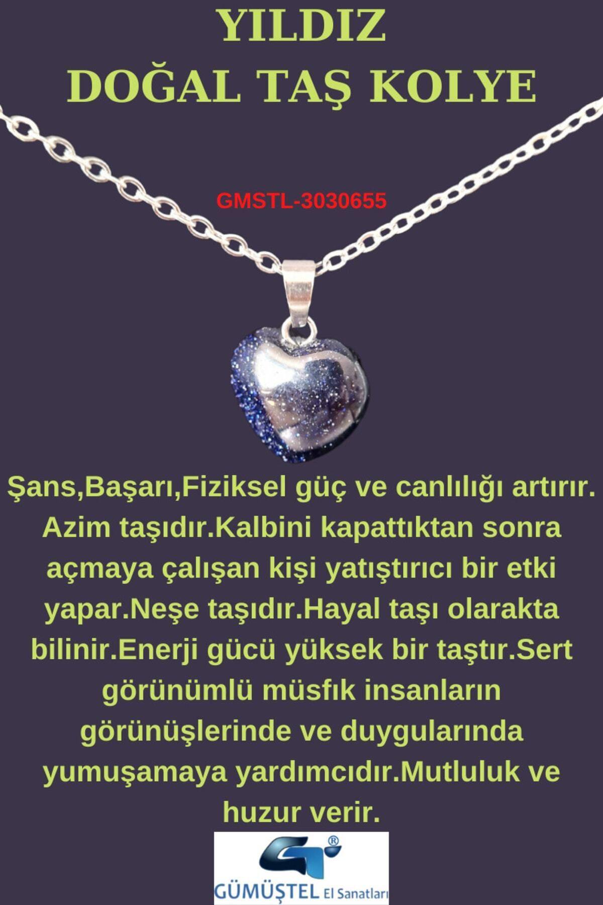 Sertifikalı Doğal Taş Yıldız Kalp Model Minimal Kolye Aaa Kalite