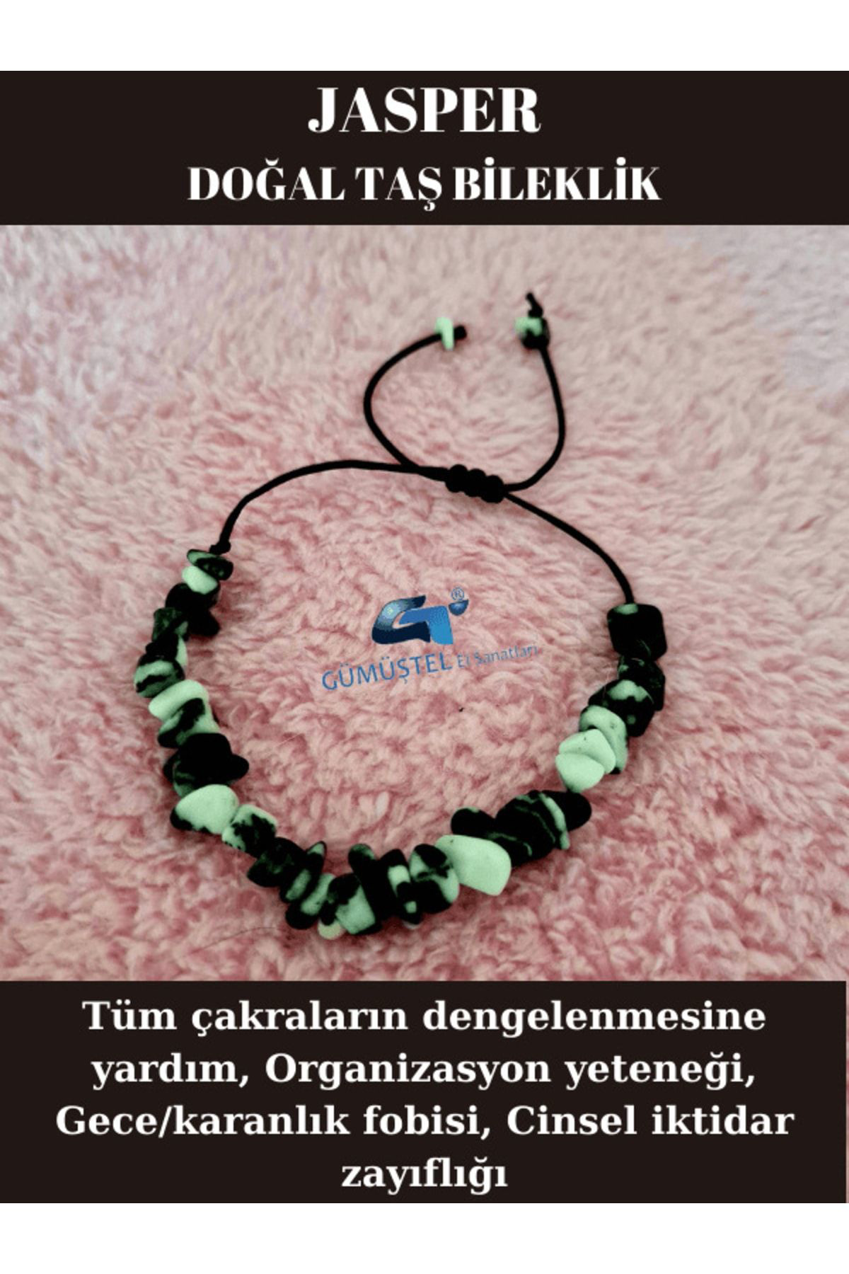 Sertifikalı Doğal Kırık Taş Panda Jasper Taşı Bileklik Asansörlü 