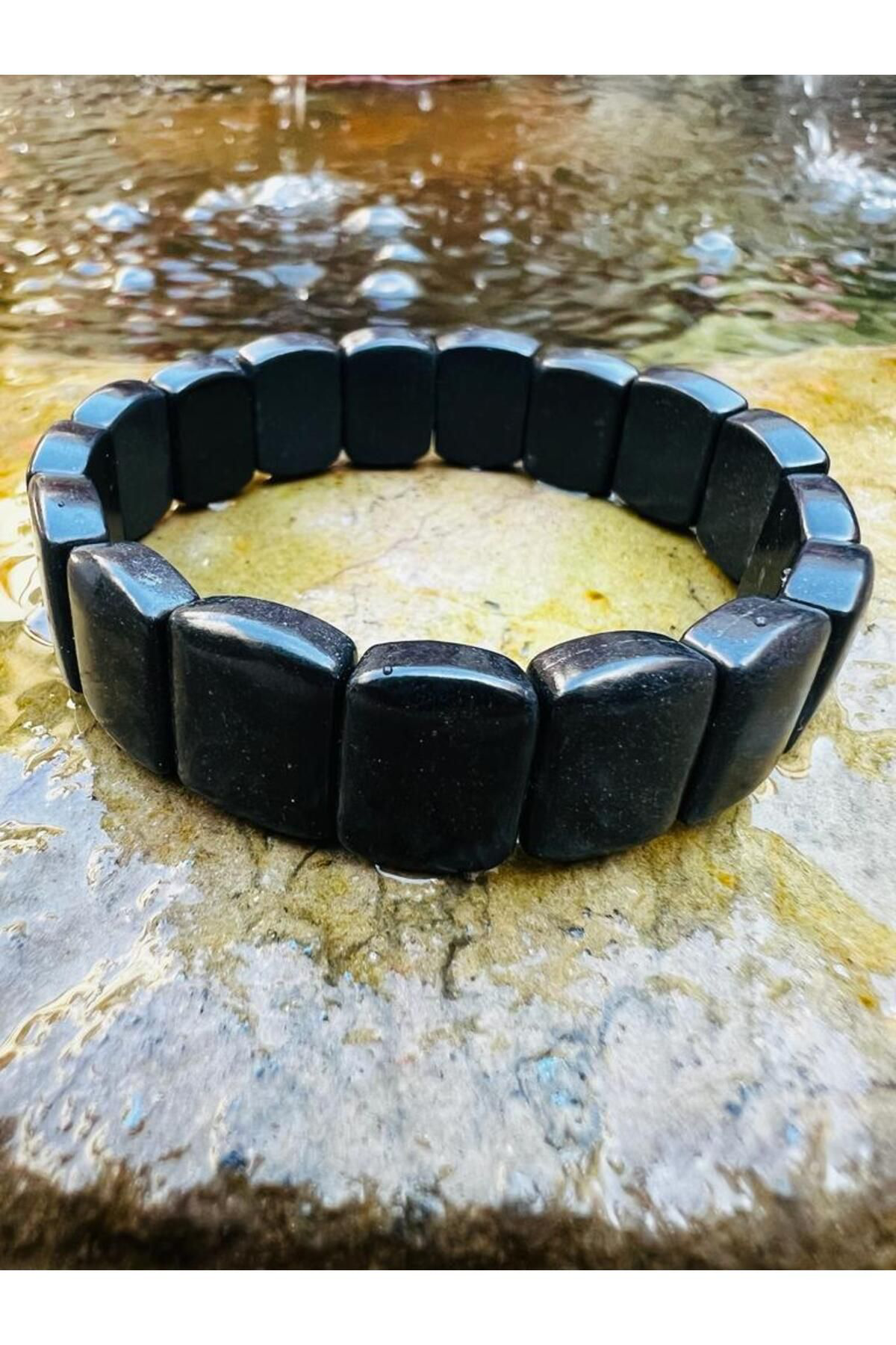 Sertifikalı Doğal Shungite Taşı Özel Kesim Rolex Bileklik Aaa Kal