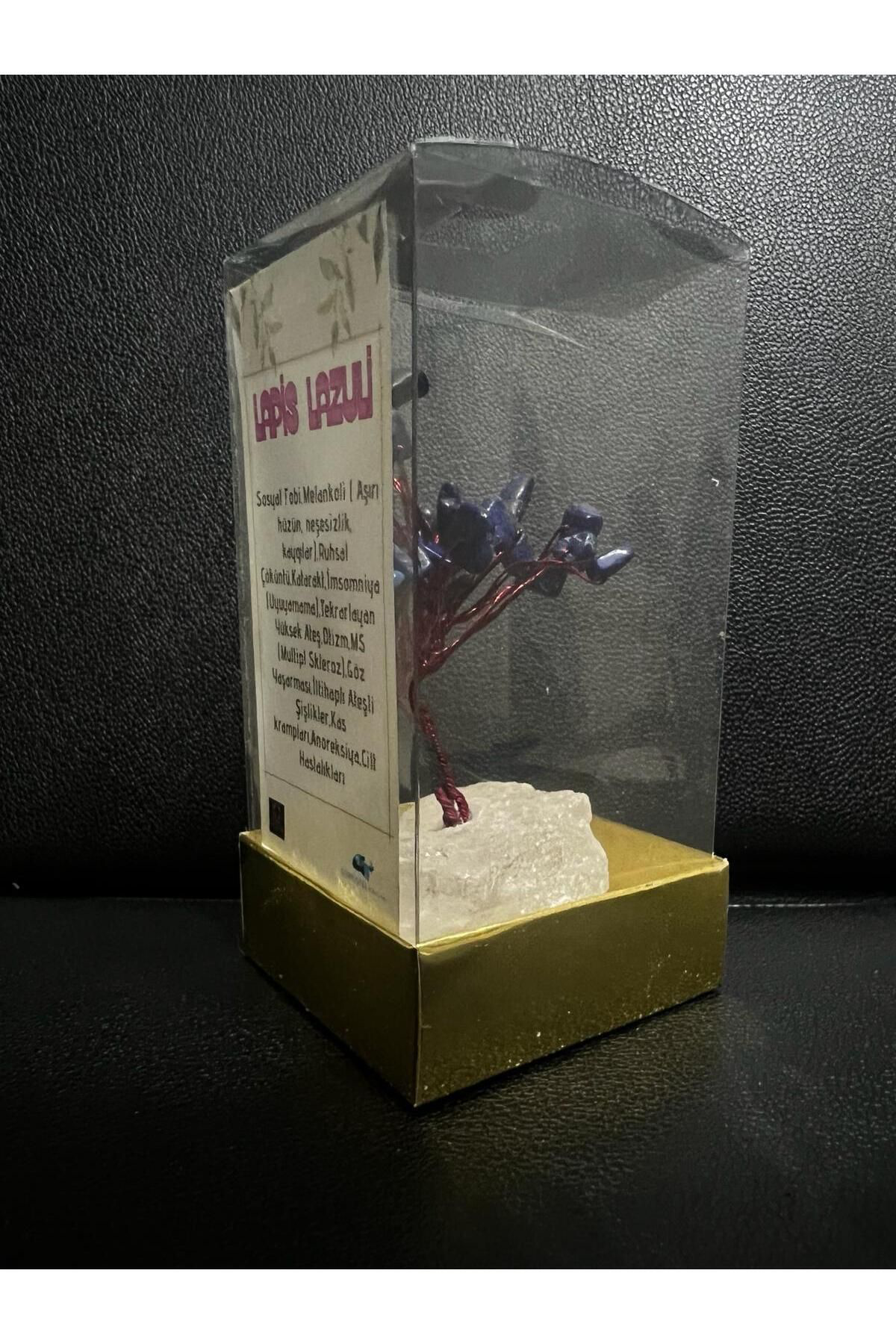 Sertifikalı Doğal Taş Lapis Lazuli Taşı Dekoratif El Yapımı Ağaç