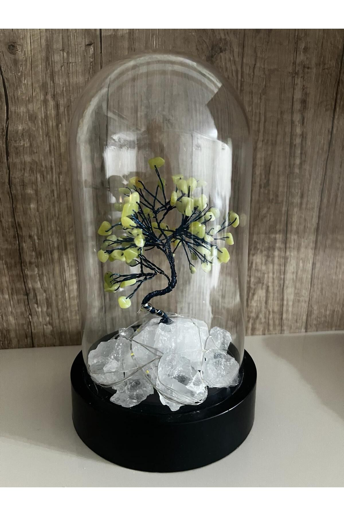 Sertifikalı Doğal Taş Peridot Tasarımlı Bakır Tel Sarma Işıklı Fa