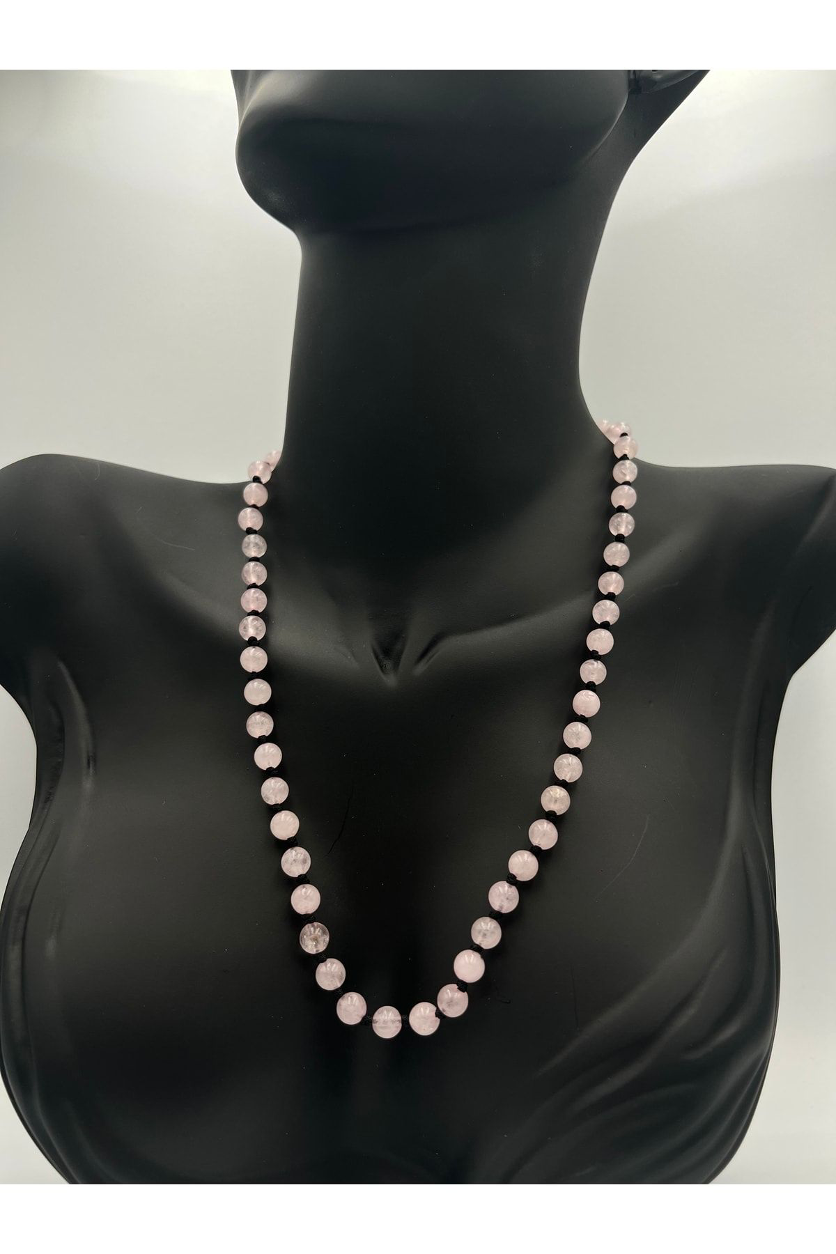 Sertifikalı Doğal Taş Pembe Kuvars Taşı Kolye Aaa Kalite 6mm