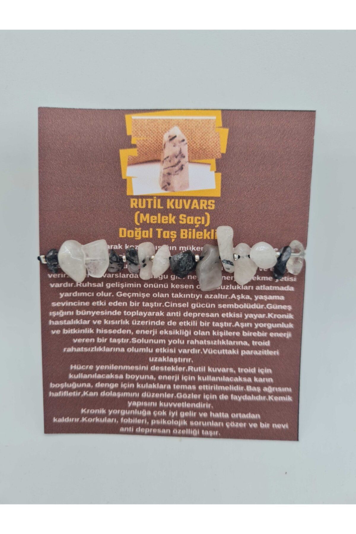 Sertifikalı Doğal Rutil Kuvars (MELEK SAÇI) Taşı Bileklik Orijina