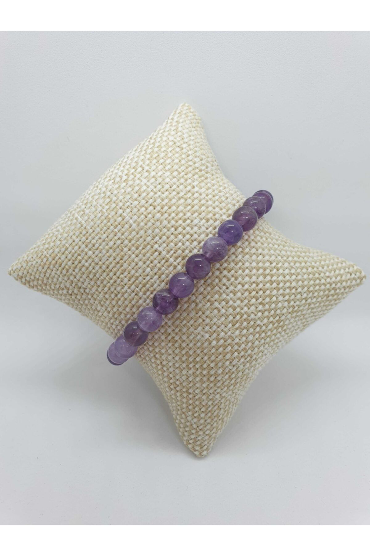 Sertifikalı Doğal Ametist Taşı Bileklik Özel 7 Mm