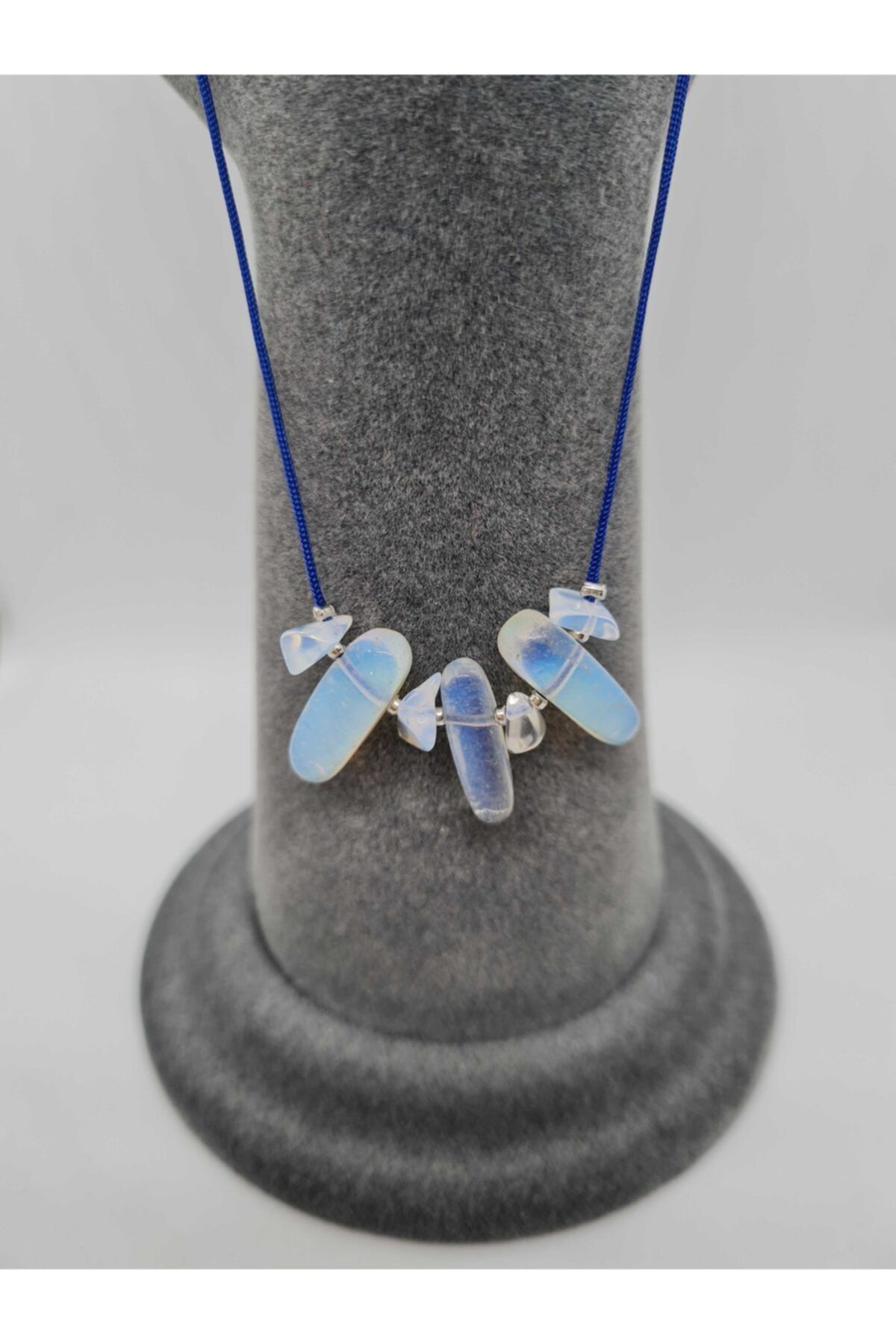 Sertifikalı Doğal Opal Taşı Tasarım Kolye Makrome Ayarlı Kilit Si