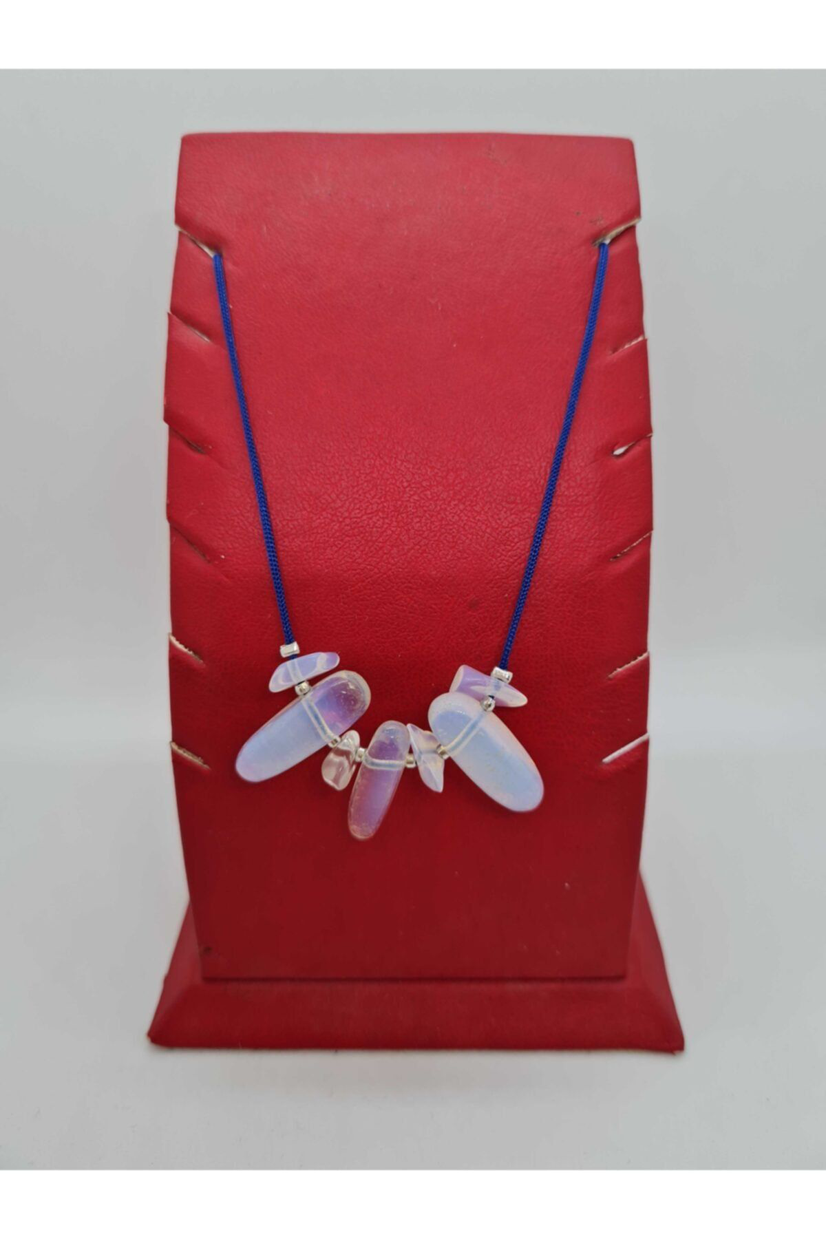 Sertifikalı Doğal Opal Taşı Tasarım Kolye Makrome Ayarlı Kilit Si