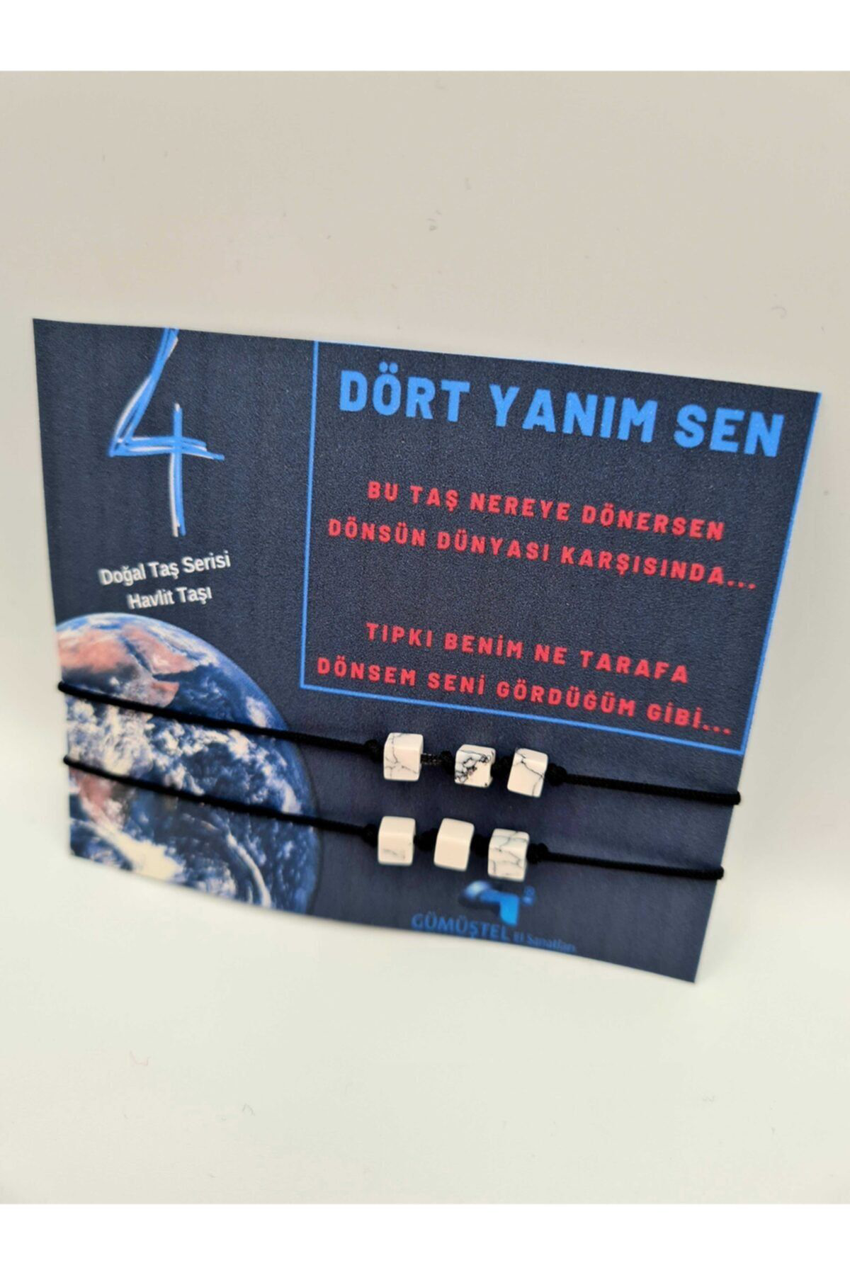 Sertifikalı Doğal Taş Sevgili Bilekliği 4 Yanım Sen