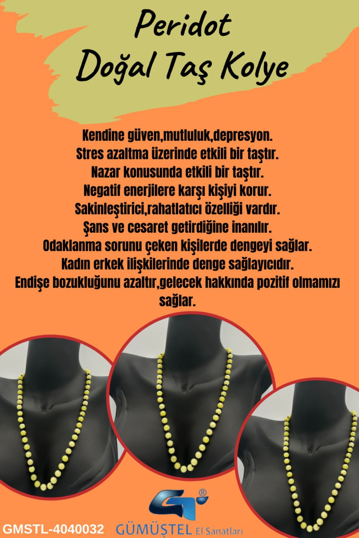 Sertifikalı Doğal Taş Peridot Taşı Kolye Aaa Kalite 6mm