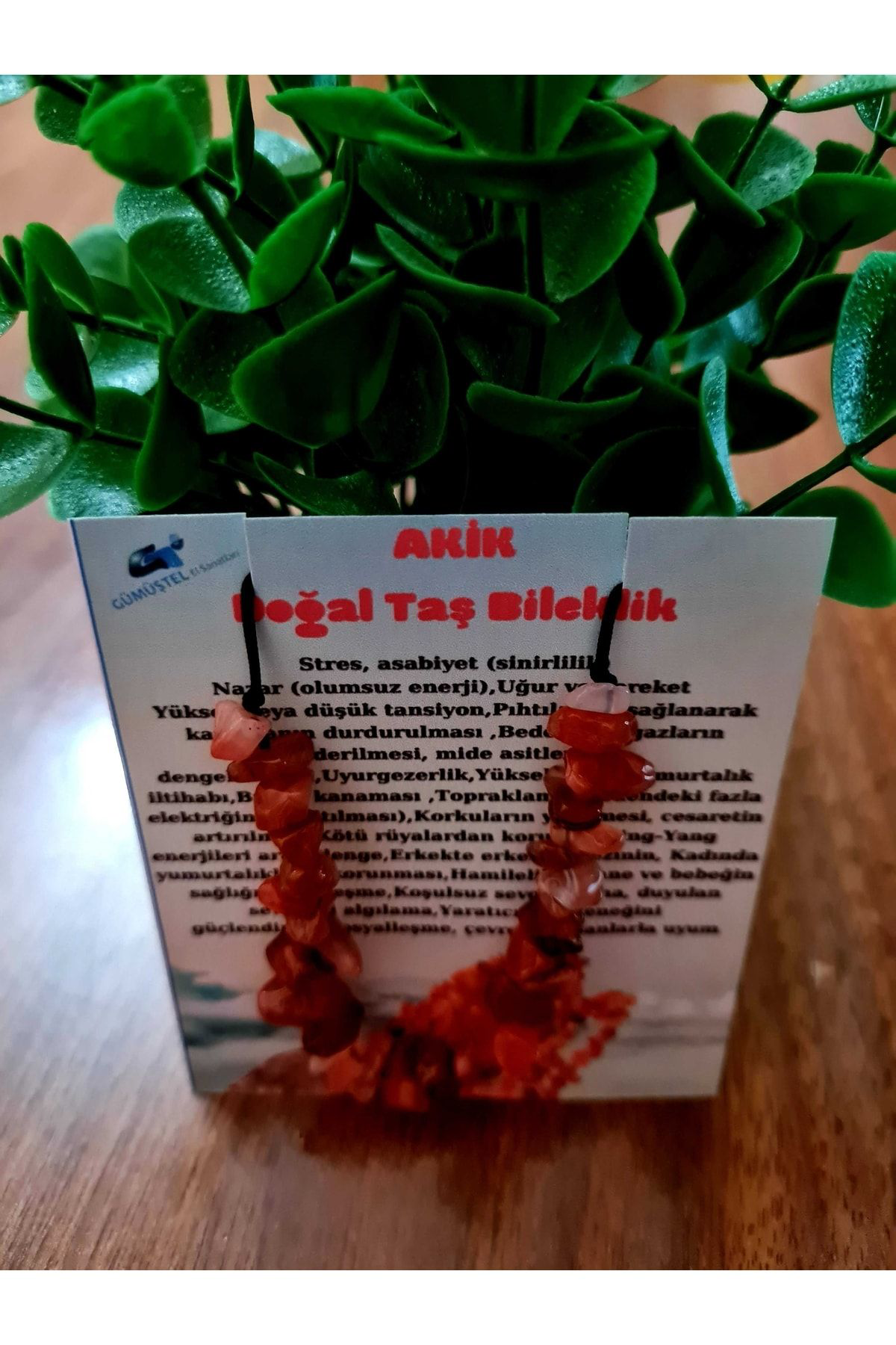 Sertifikalı Doğal Kırık Taş Akik Taşı Bileklik Asansörlü Kilit Si