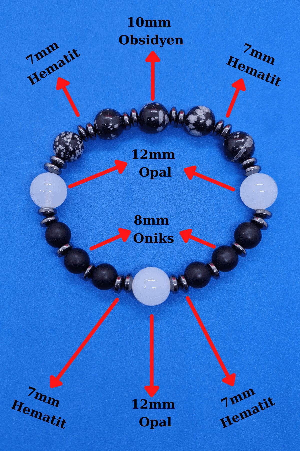 Sertifikalı Doğal Taş Obsidyen & Opal & Hematit & Oniks Taşı Bile