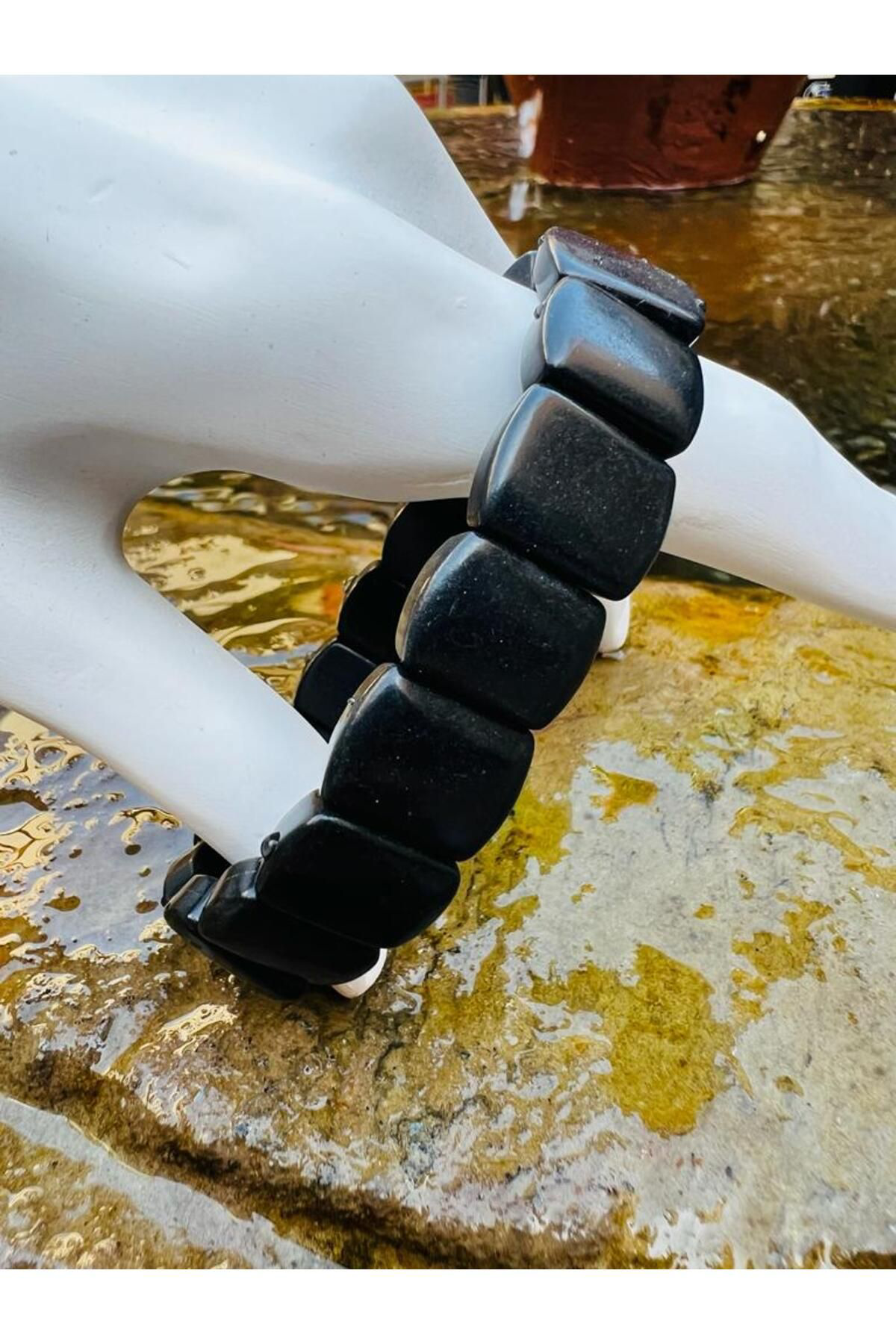 Sertifikalı Doğal Shungite Taşı Özel Kesim Rolex Bileklik Aaa Kal
