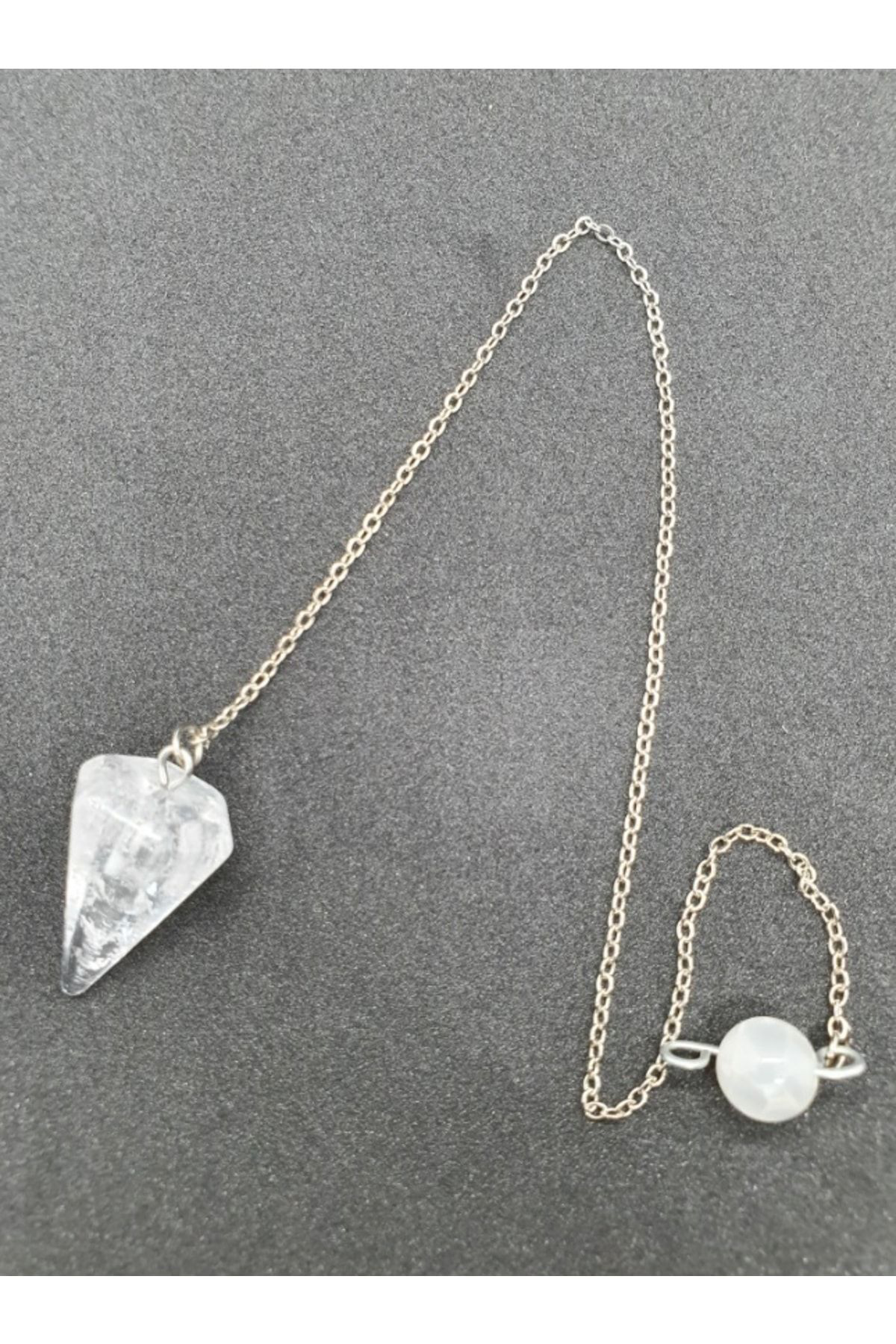 Sertifikalı Doğal Kristal Kuvars Doğal Taş Pandül Kolye (SARKAÇ)