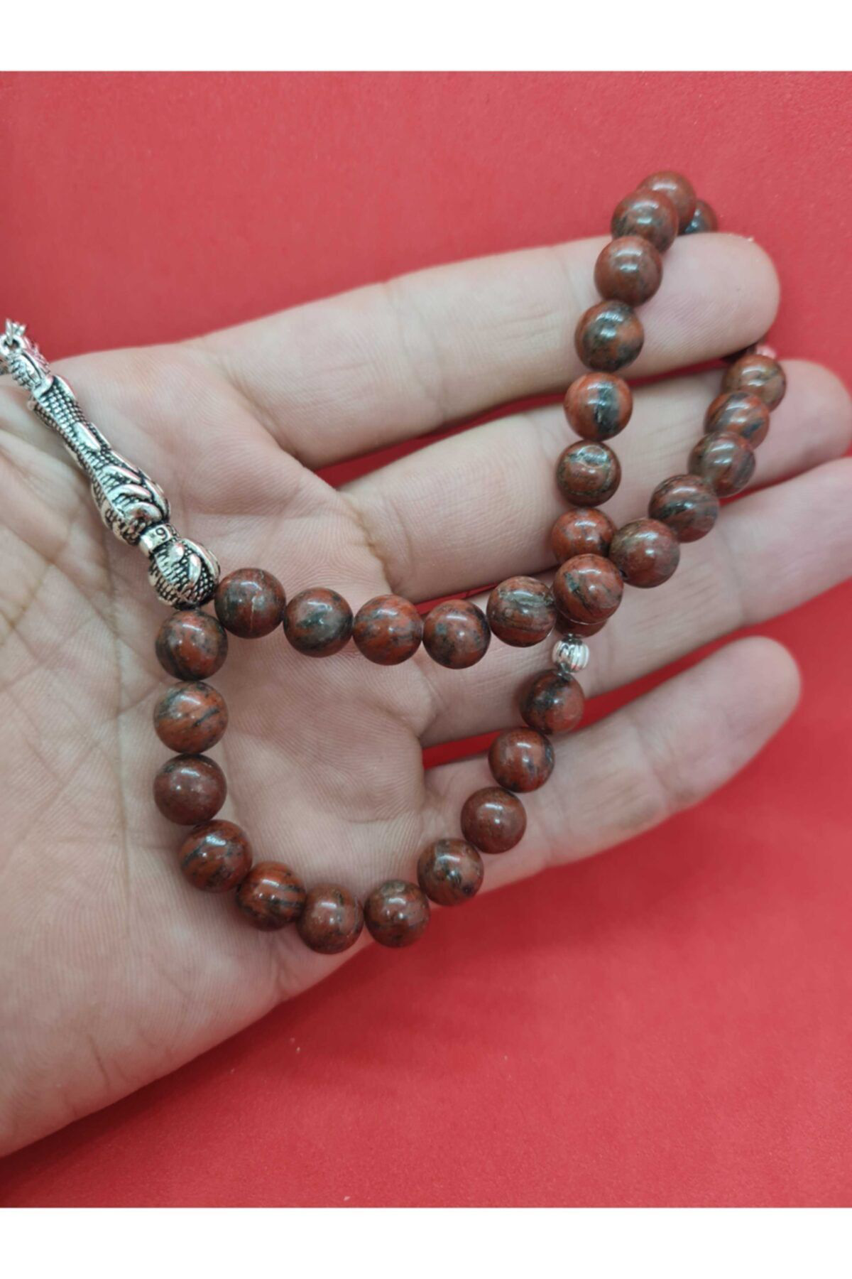 Gümüştel El Sanatlari Sertifikali Doğal Taş Jasper 8 Mm Tesbih