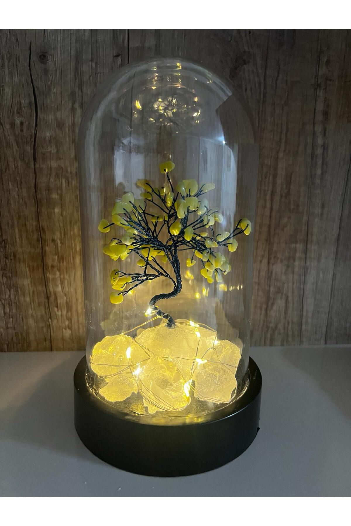 Sertifikalı Doğal Taş Peridot Tasarımlı Bakır Tel Sarma Işıklı Fa