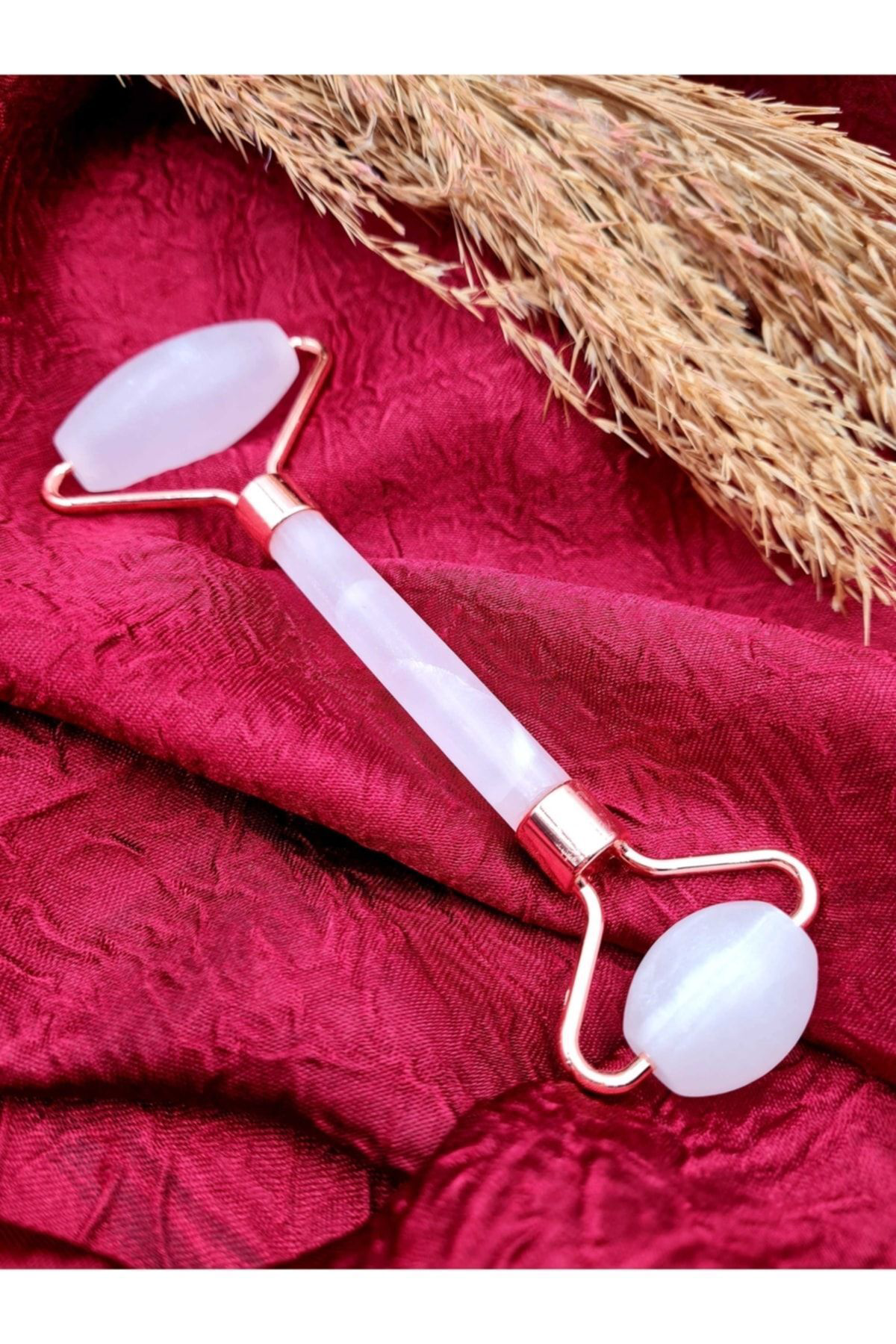 Gümüştel El Sanatlari Sertifikali Doğal Çift Tarafli Pembe Kuvars Taşi Masaj Aleti Doğa