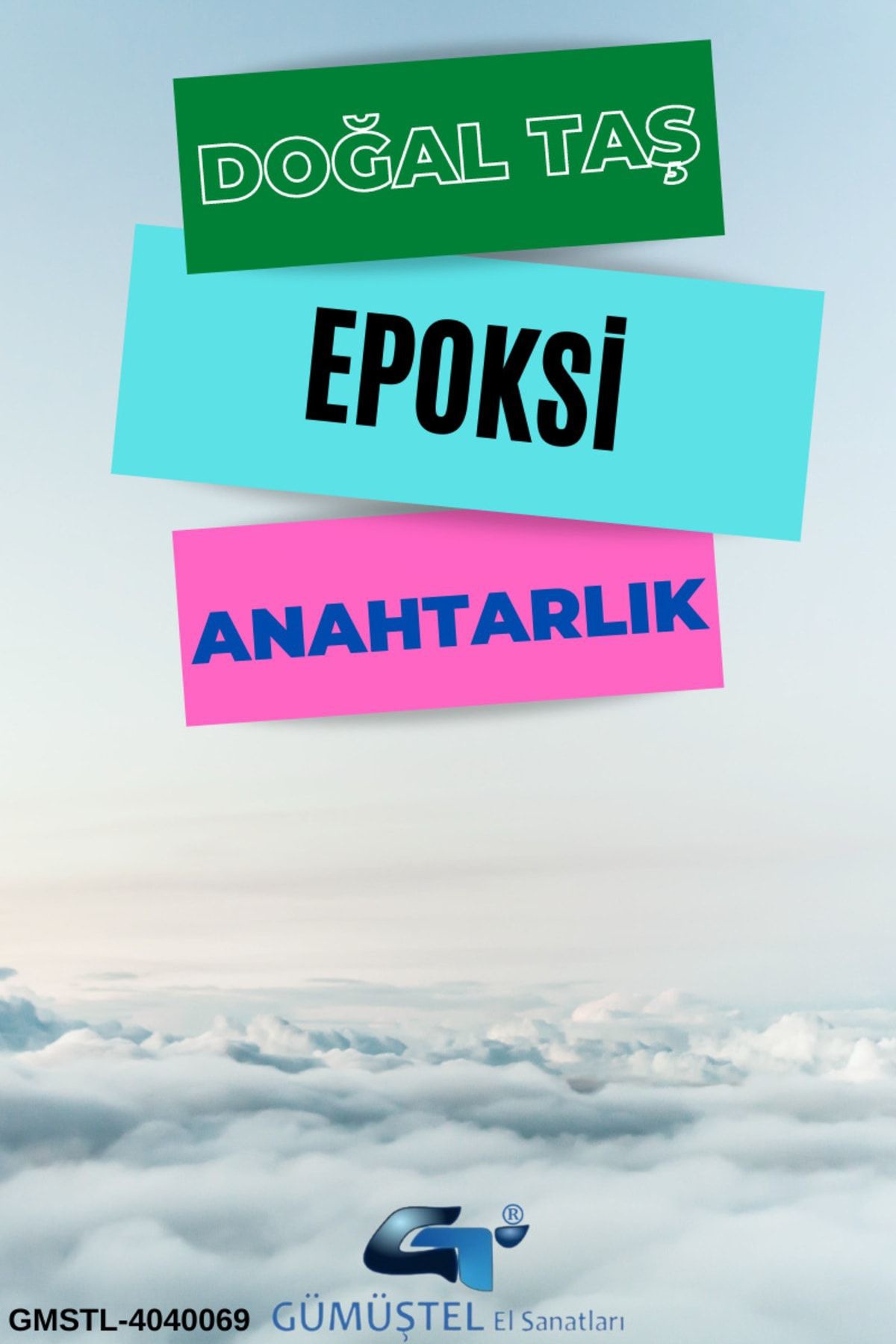Gümüştel El Sanatlari Sertifikali Doğal Taş Epoksi Anahtarlik