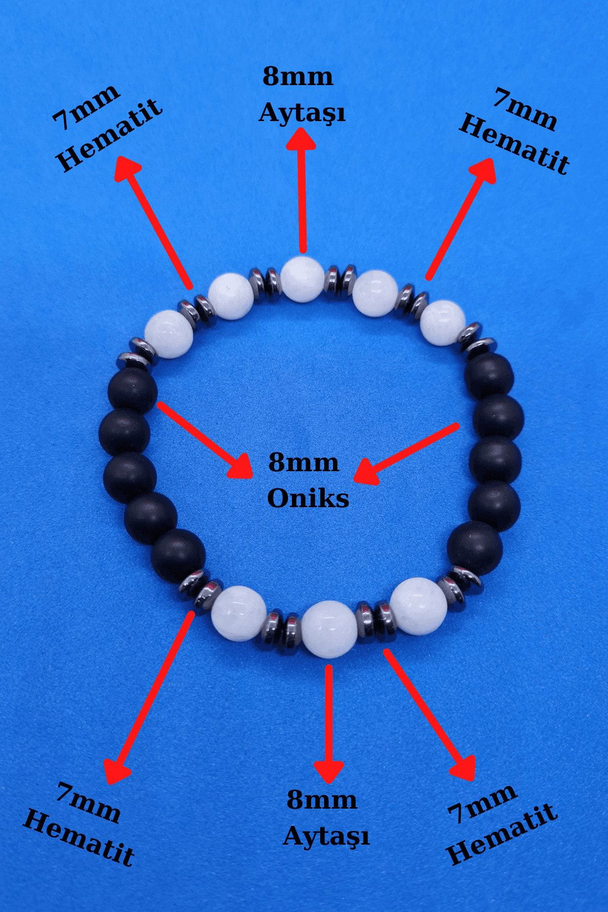 Sertifikalı Doğal Taş Aytaşı & Hematit & Oniks Bileklik