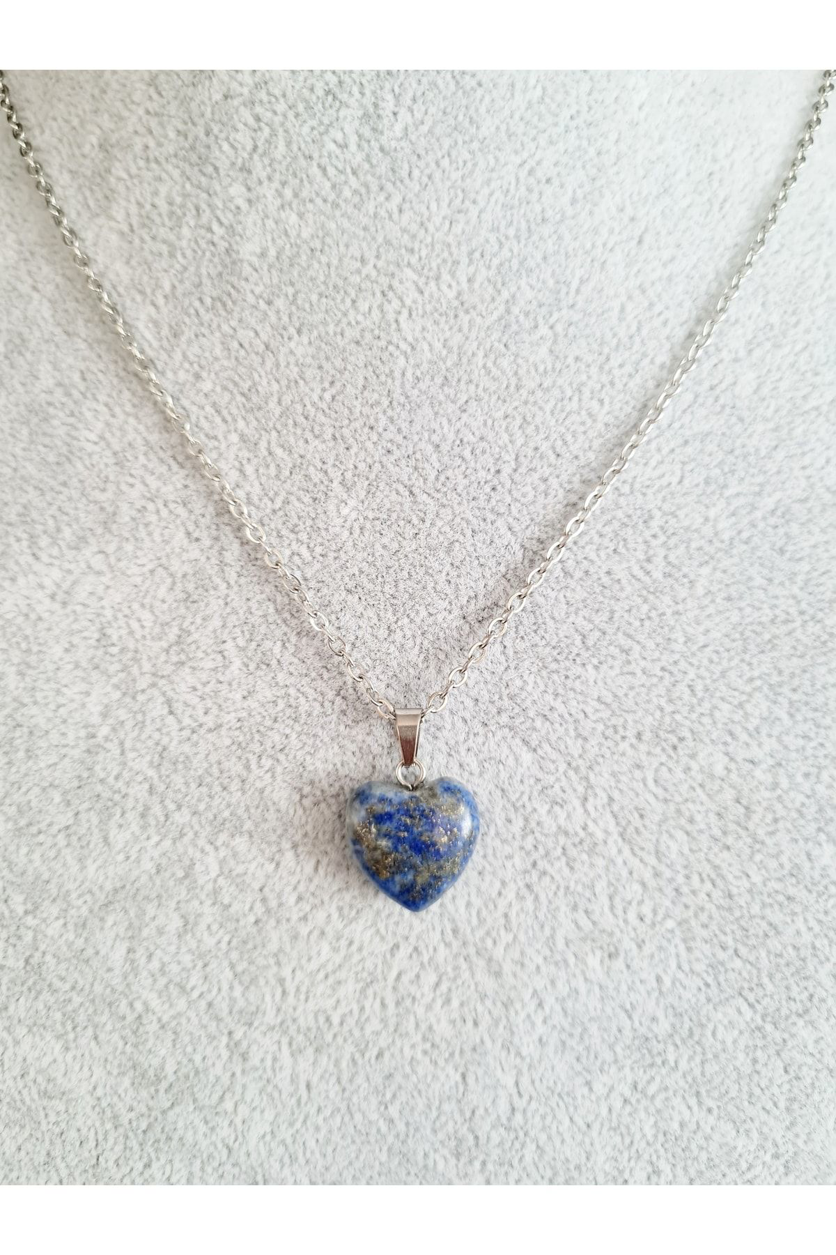 Sertifikalı Doğal Taş Lapis Lazuli Kalp Model Minimal Kolye Aaa K