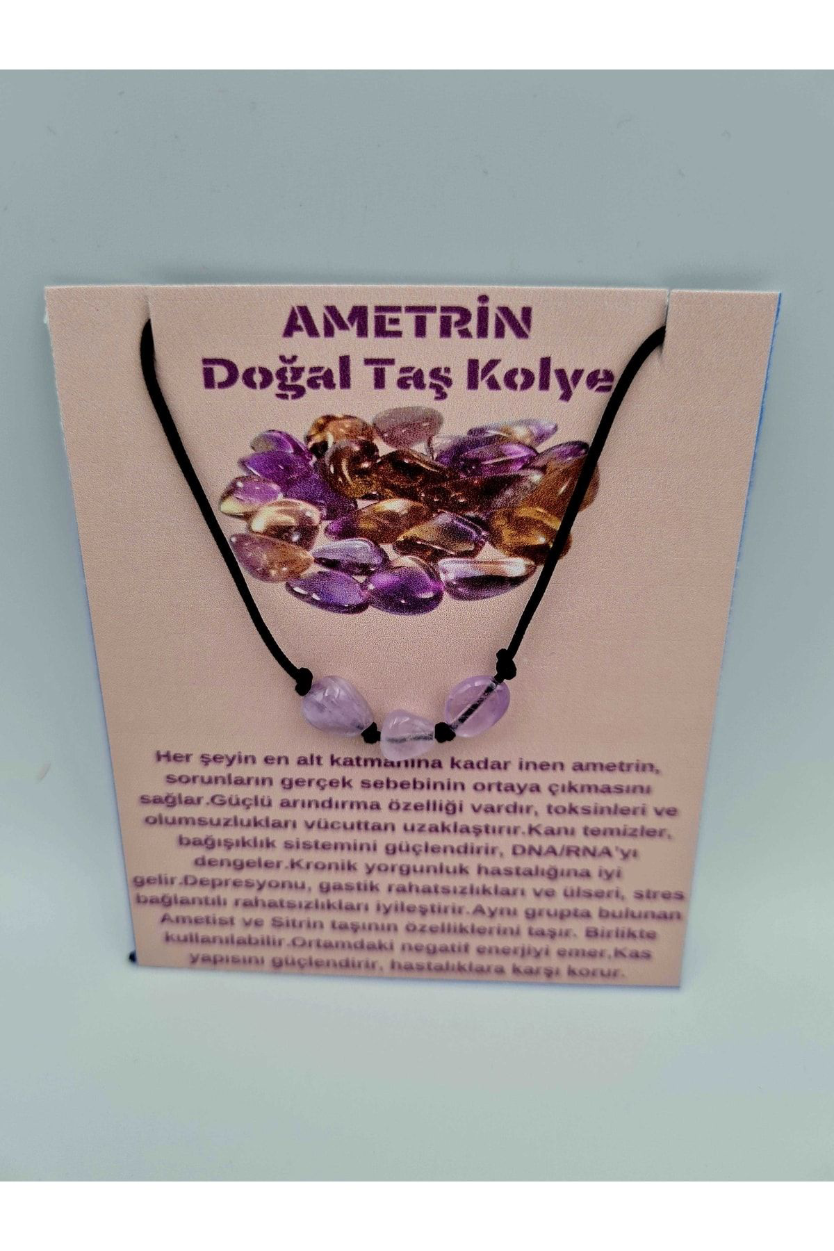Sertifikalı Doğal Taş Ametrin Taşı Kolye Orijinal Doğal Taş Sürpr