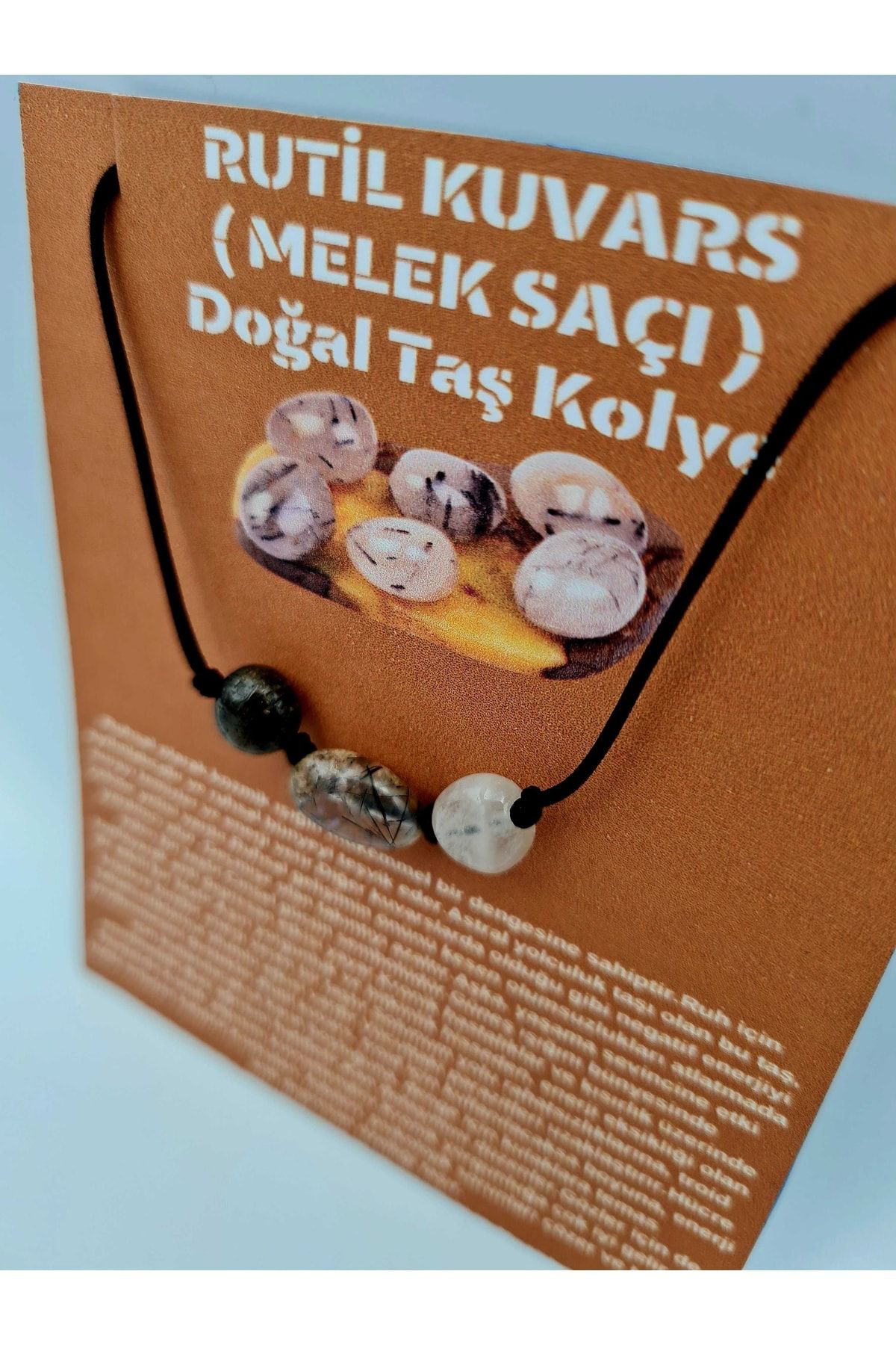 Sertifikalı Doğal Taş Rutil Kuvars (MELEK SAÇI) Taşı Kolye Orijin