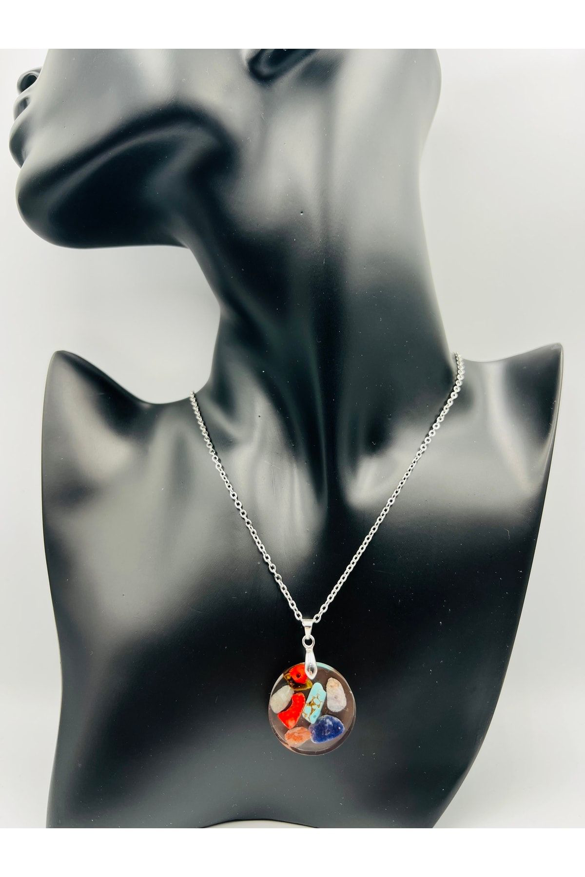 Sertifikalı Doğal Taş Epoksi Kolye