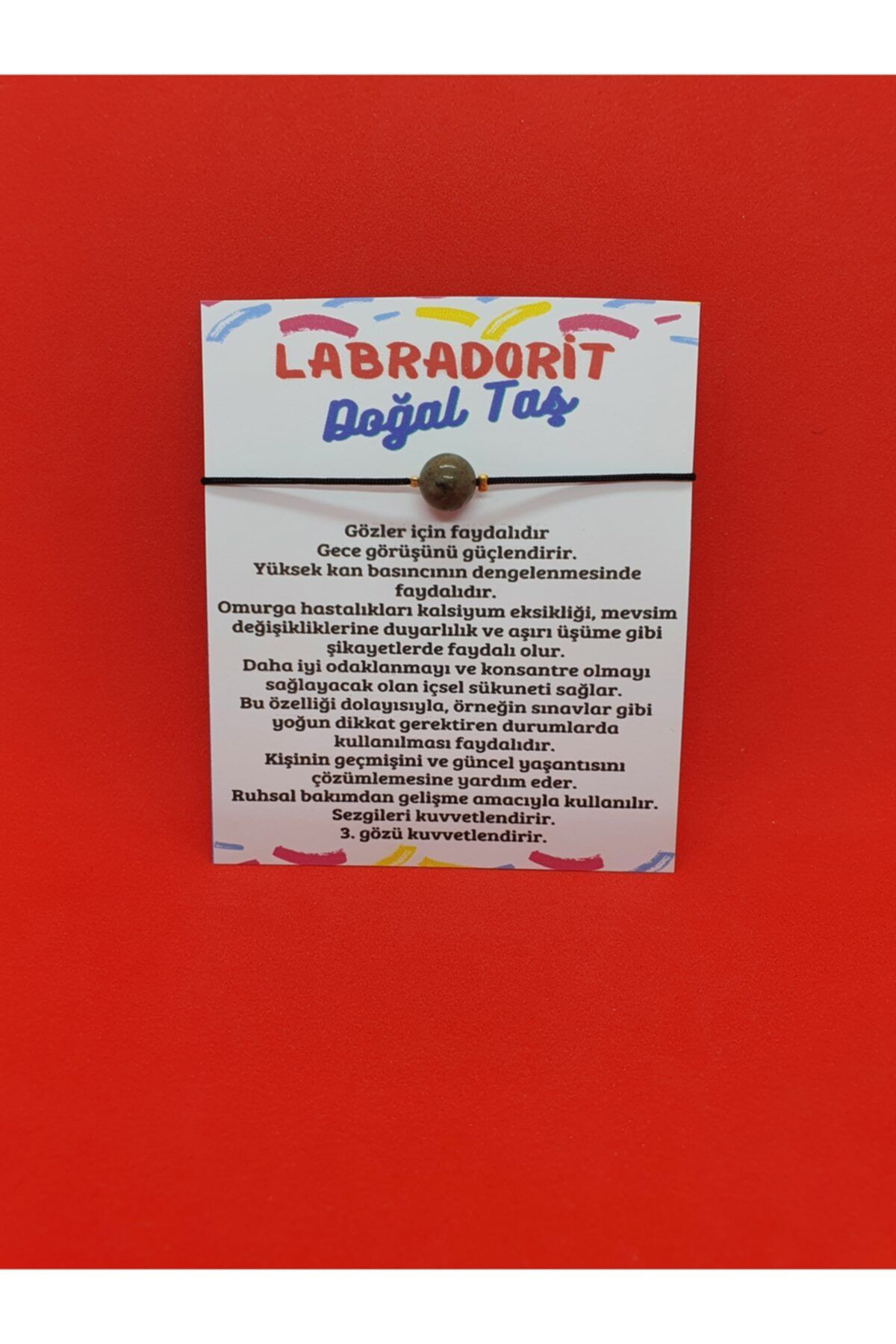 Sertifikalı Doğal Taş Labradorit Taşı Bileklik Ayarlamalı Ipli
