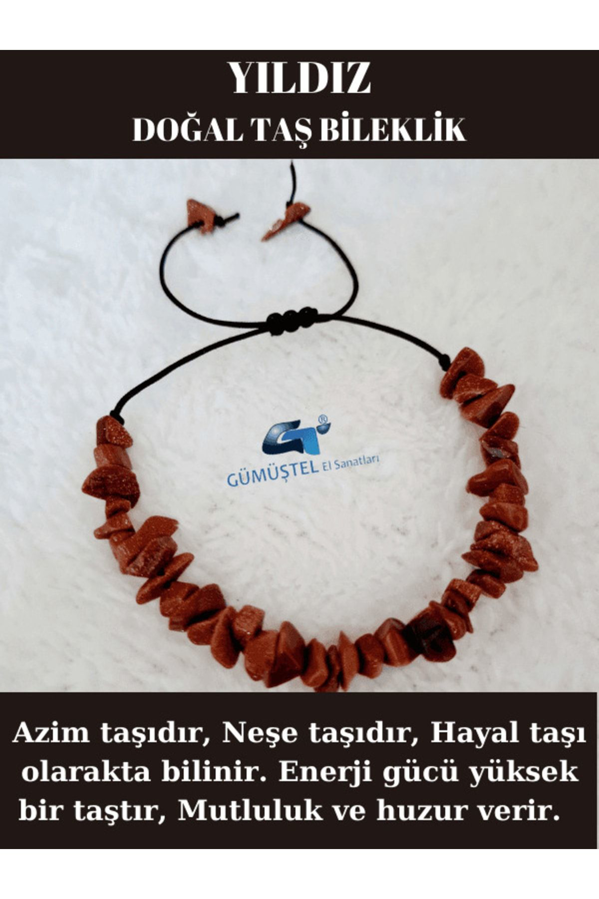 Sertifikalı Doğal Kırık Taş Yıldız Taşı Bileklik Asansörlü Kilit 