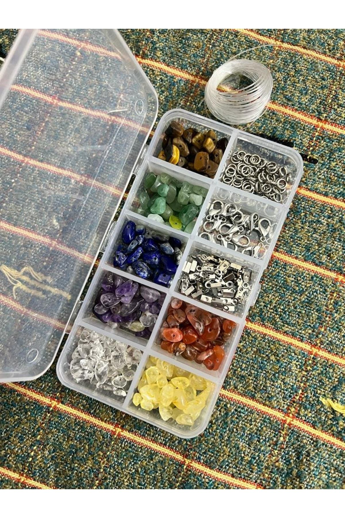 Gümüştel El Sanatlari Sertifikalı Doğal Taş 7 Çakra Takı Yapım Seti Kendi Tasarımını Ke