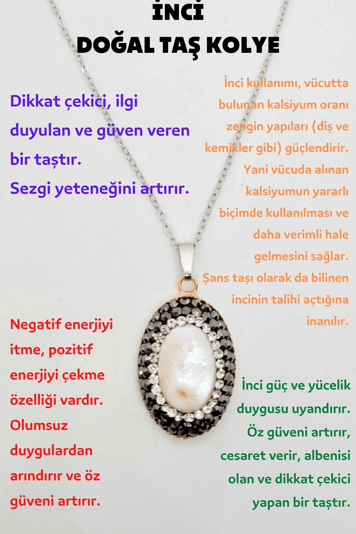 Sertifikalı Doğal Inci Kolye Zirkon Taş Işlemeli Özgüven Cesaret 