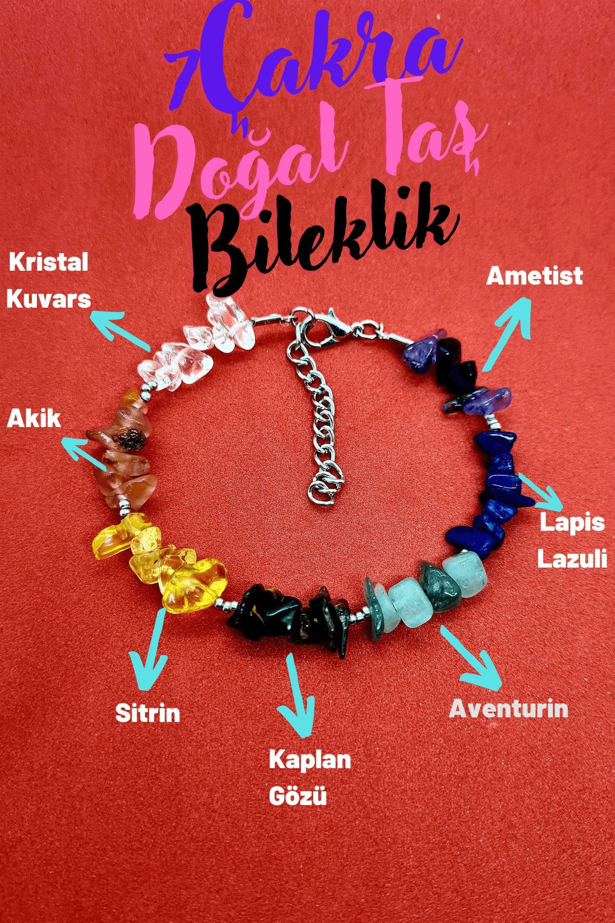 Sertifikalı Doğal Taş 7 Çakra Bilekliği Kuvars, Ametist,lapis,ave
